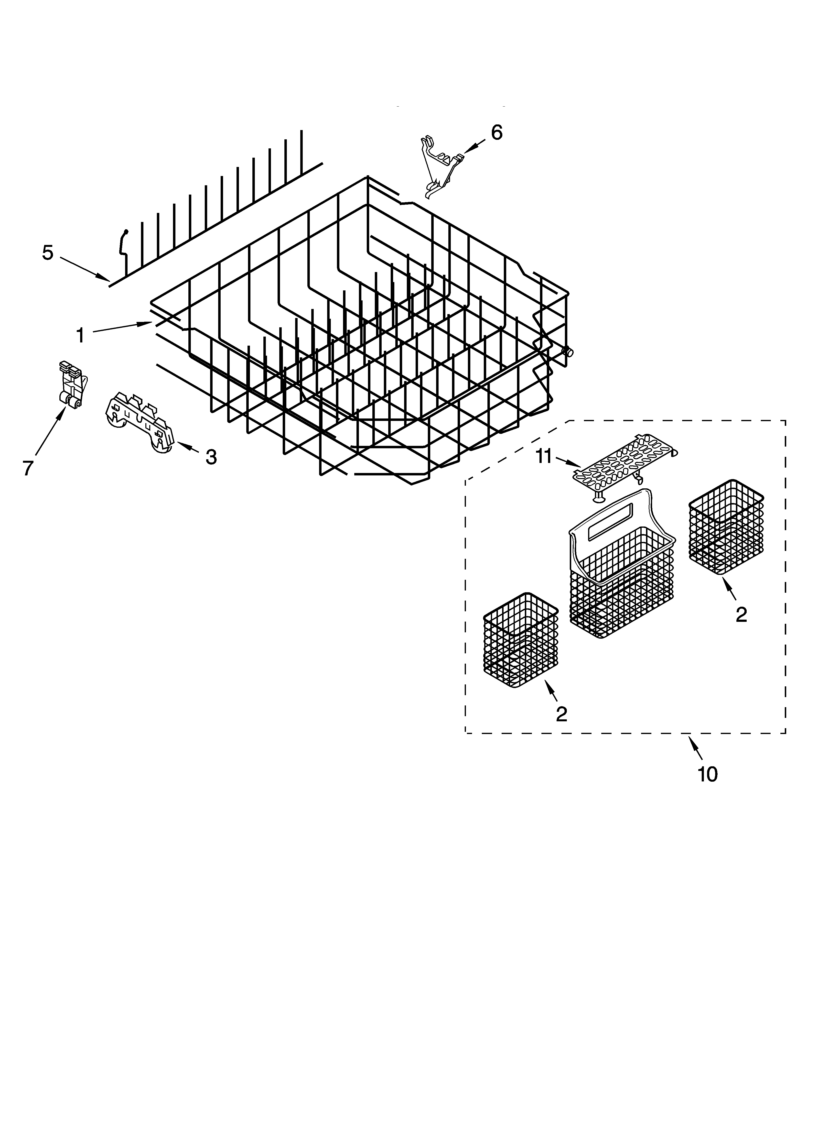 Kenmore 66517693201 lower rack parts diagram