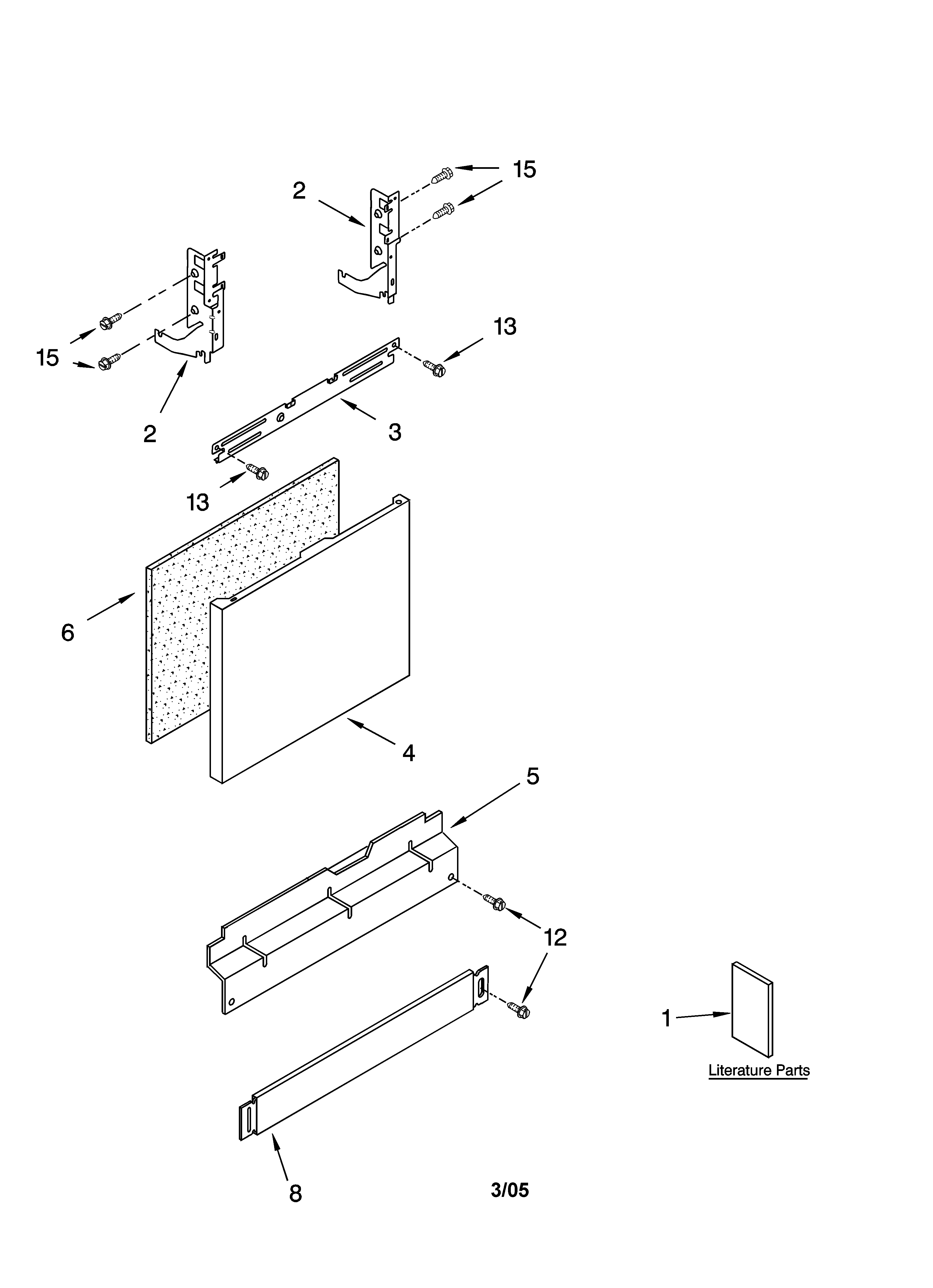 Kenmore 66516974202 door and panel parts diagram