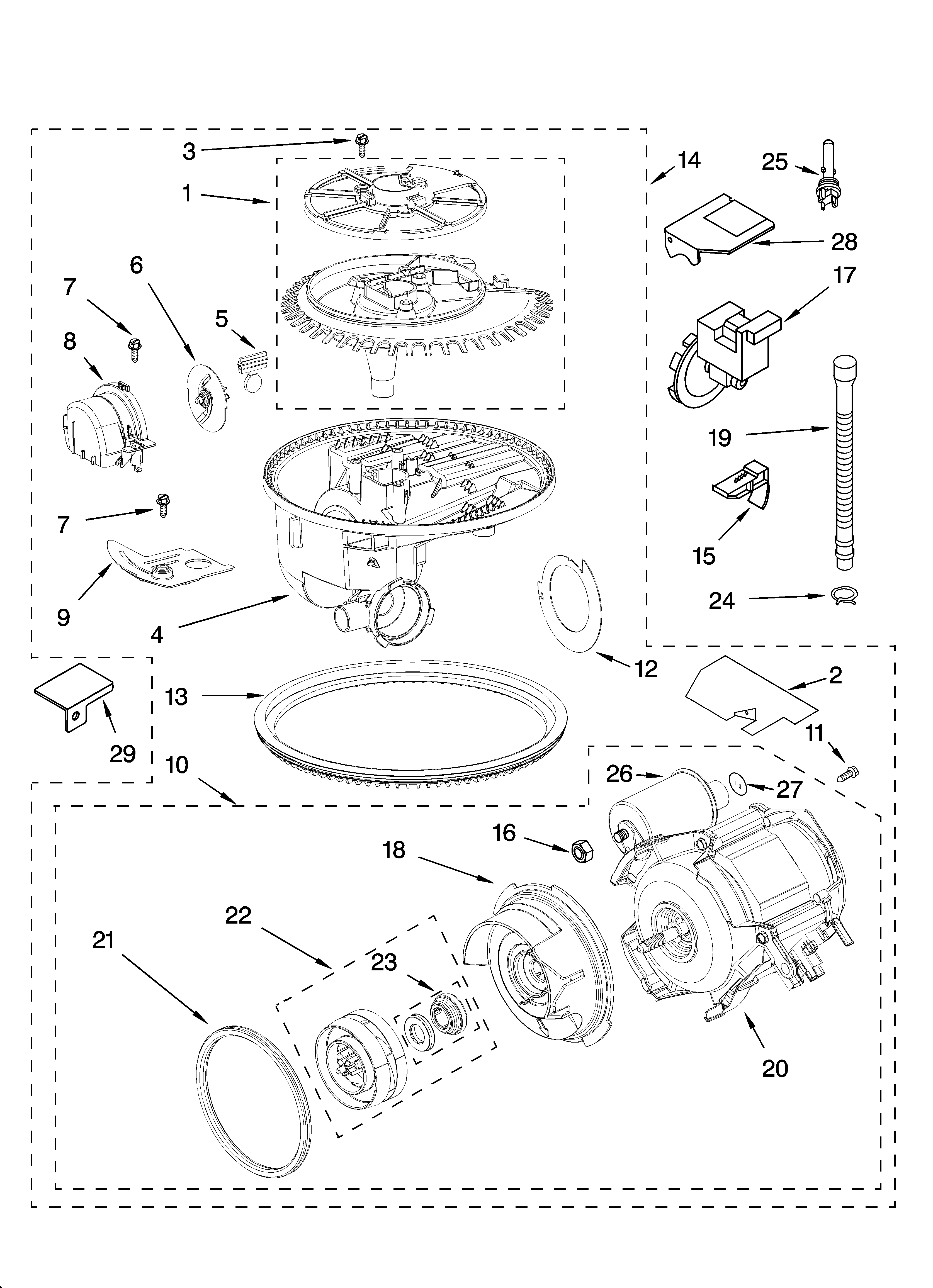 Kenmore 66516982200 pump and motor parts diagram