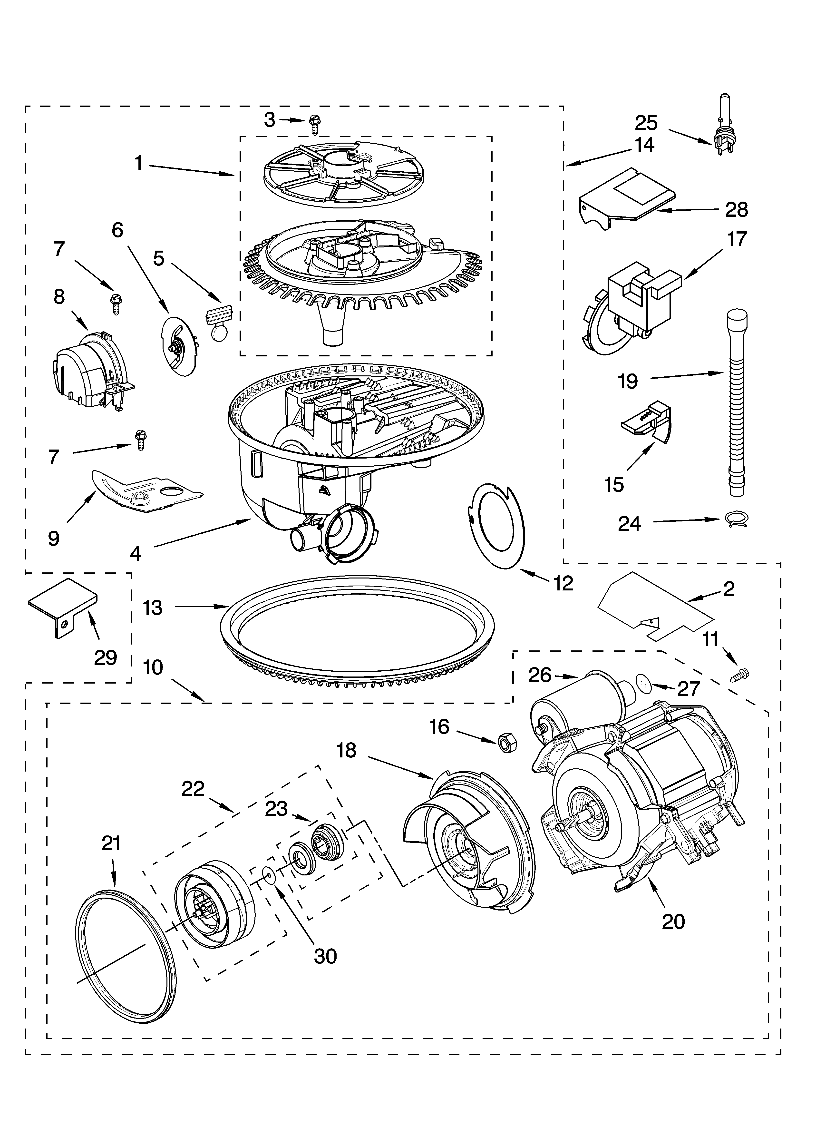 Kenmore 66516989201 pump and motor parts diagram