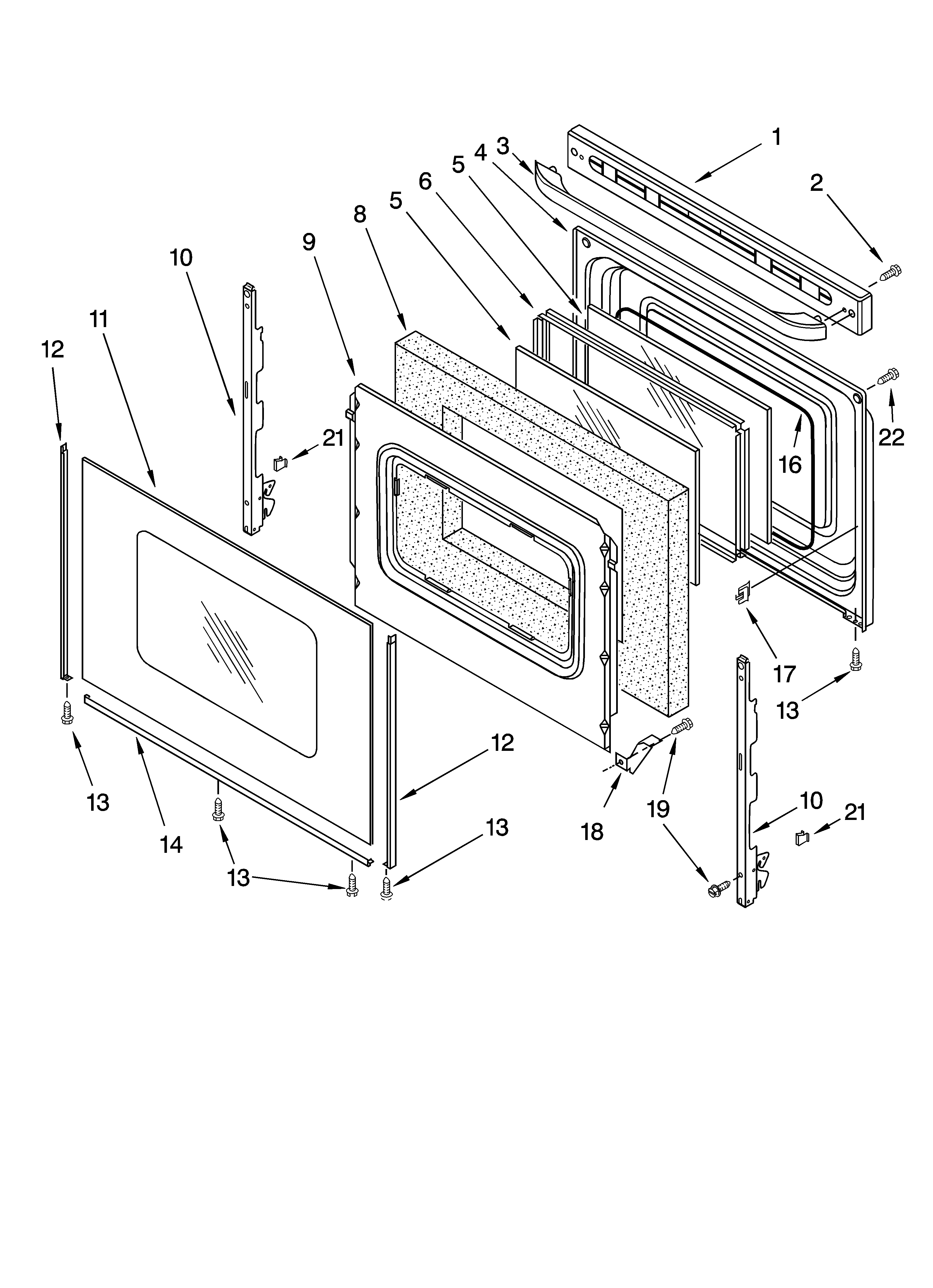 Kenmore 66595154300 door parts diagram