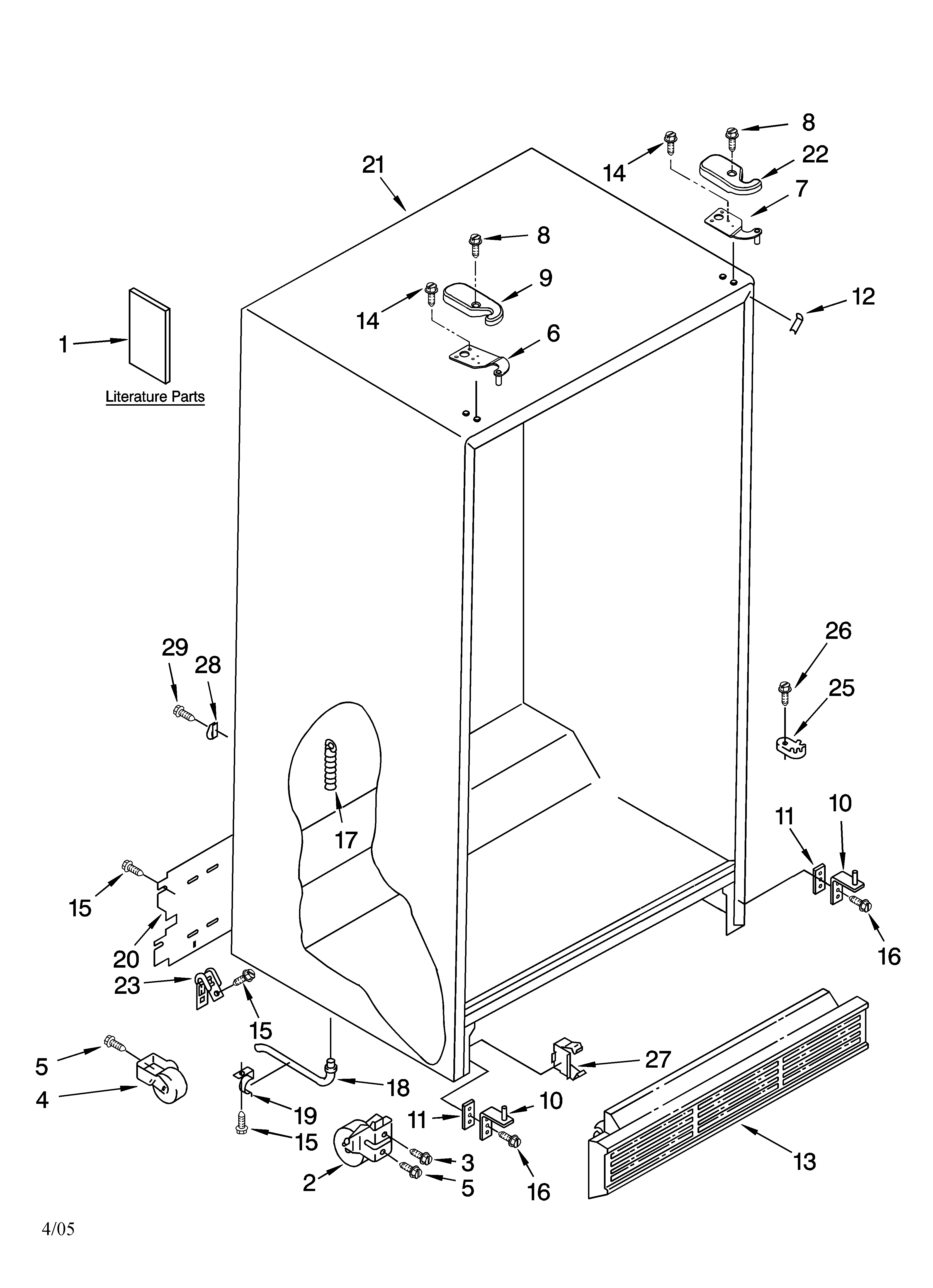 Kenmore 10644559400 cabinet parts diagram