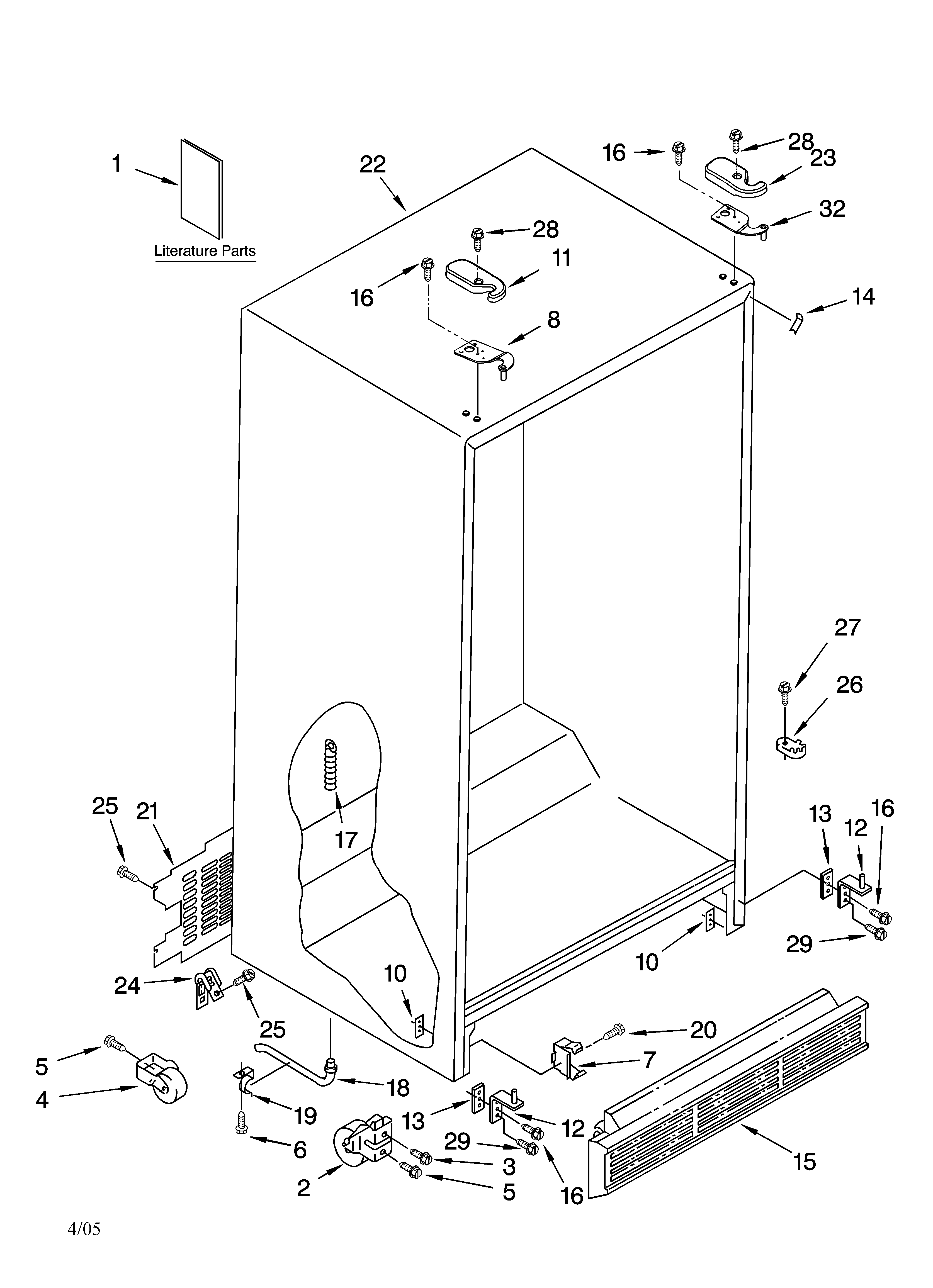 Kenmore 10648212500 cabinet parts diagram