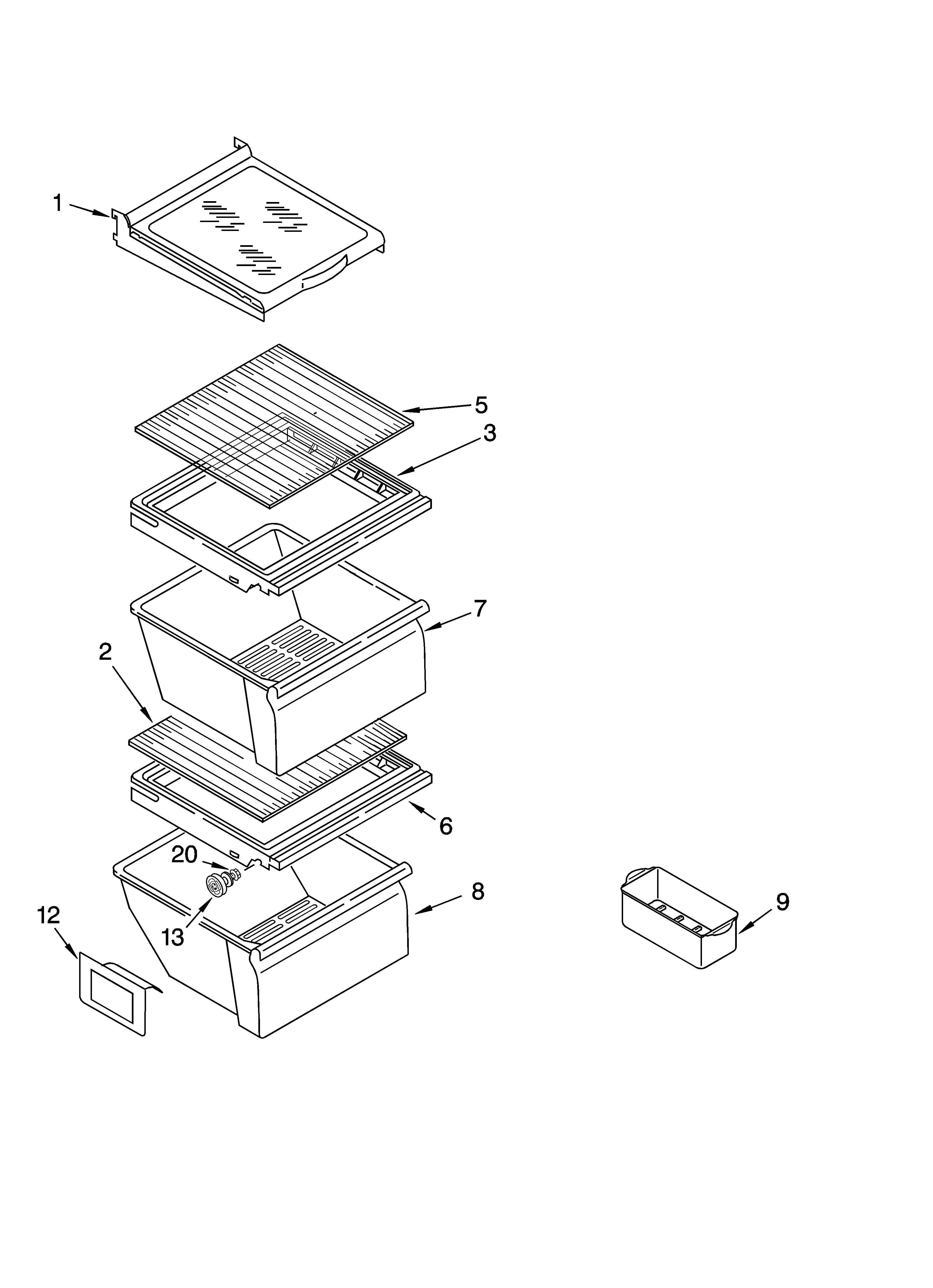 Kenmore 10648212500 refrigerator shelf parts diagram