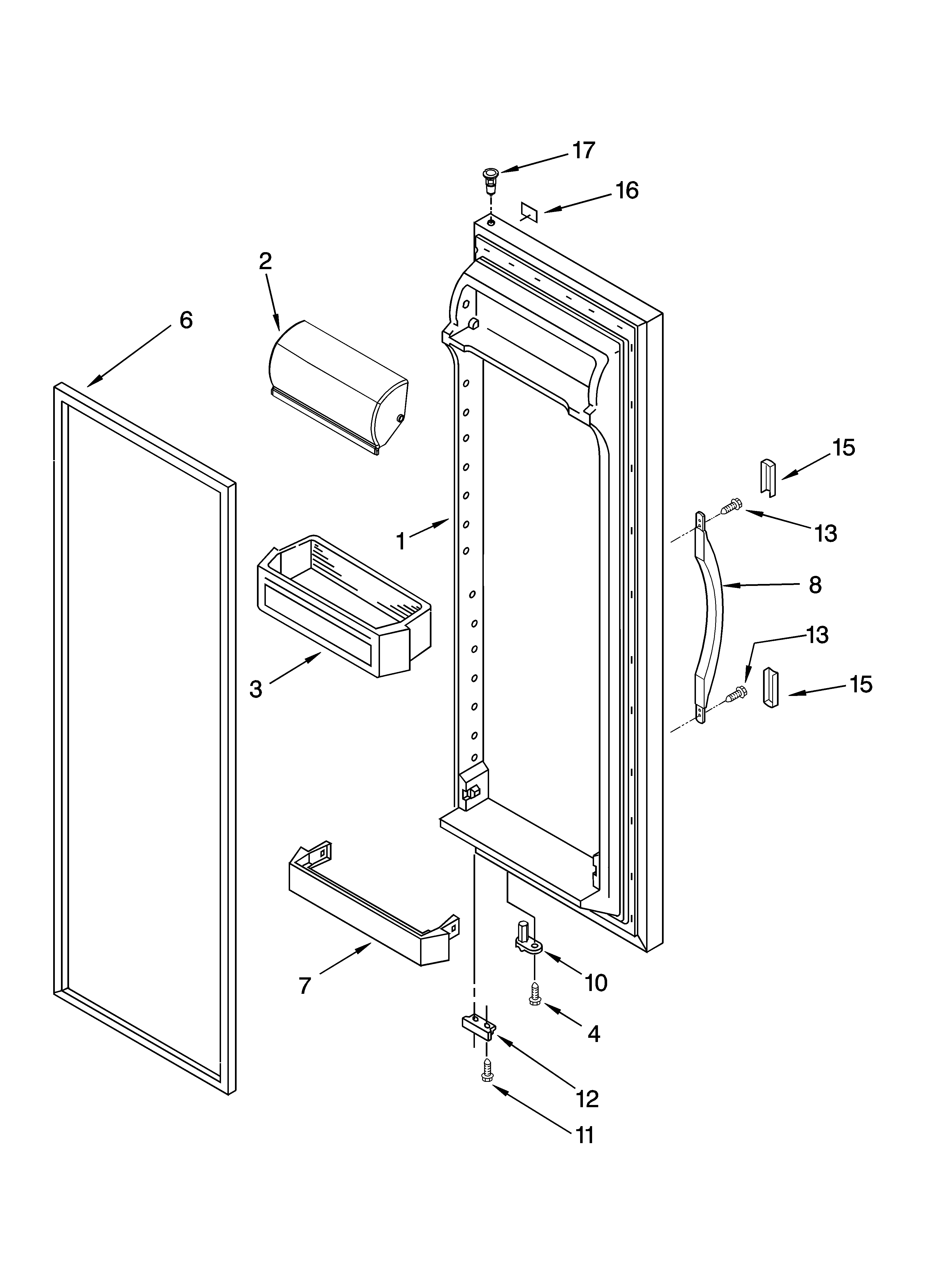 Kenmore 10648212500 refrigerator door parts diagram