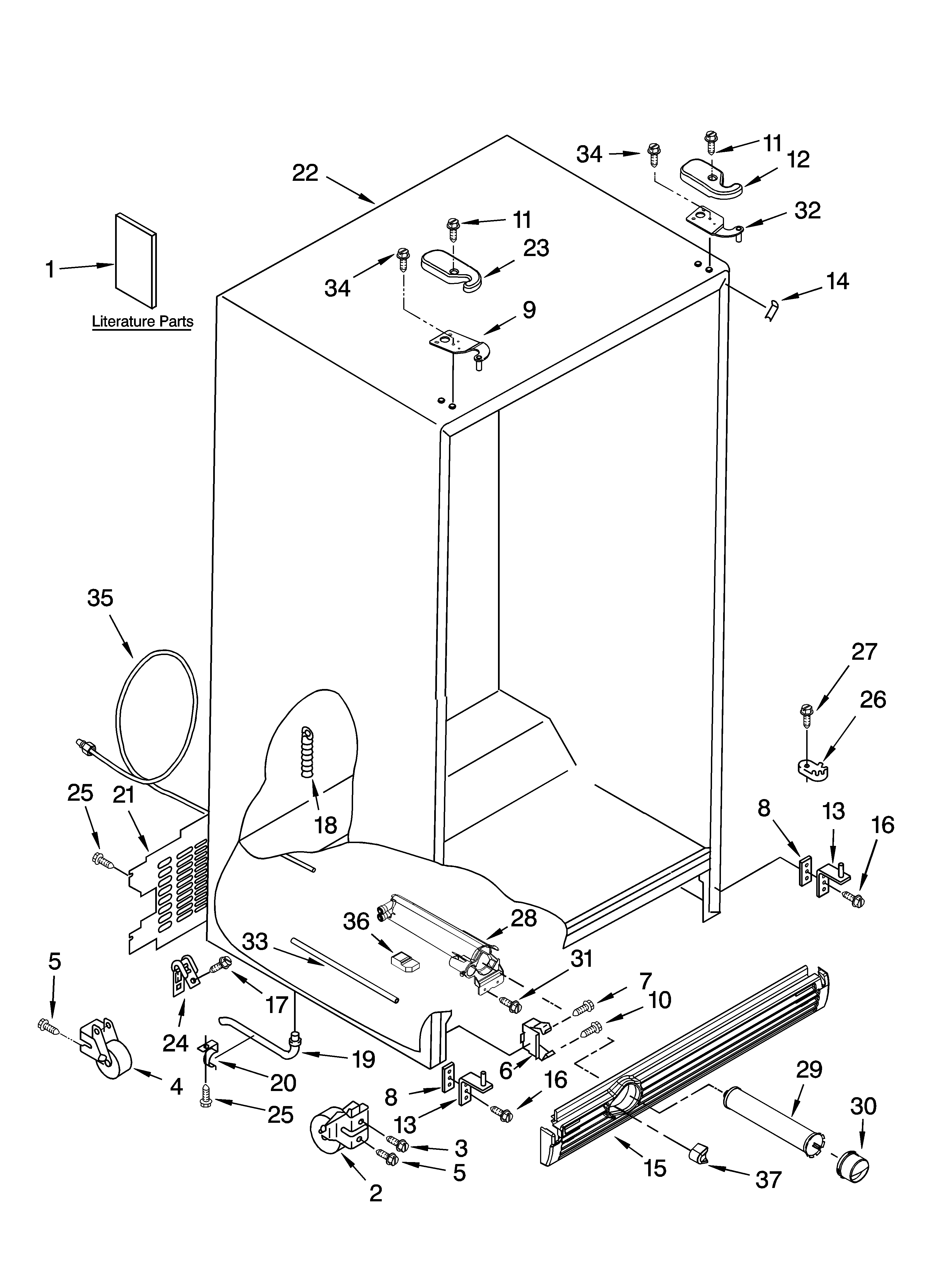 Kenmore 10656689500 cabinet parts diagram