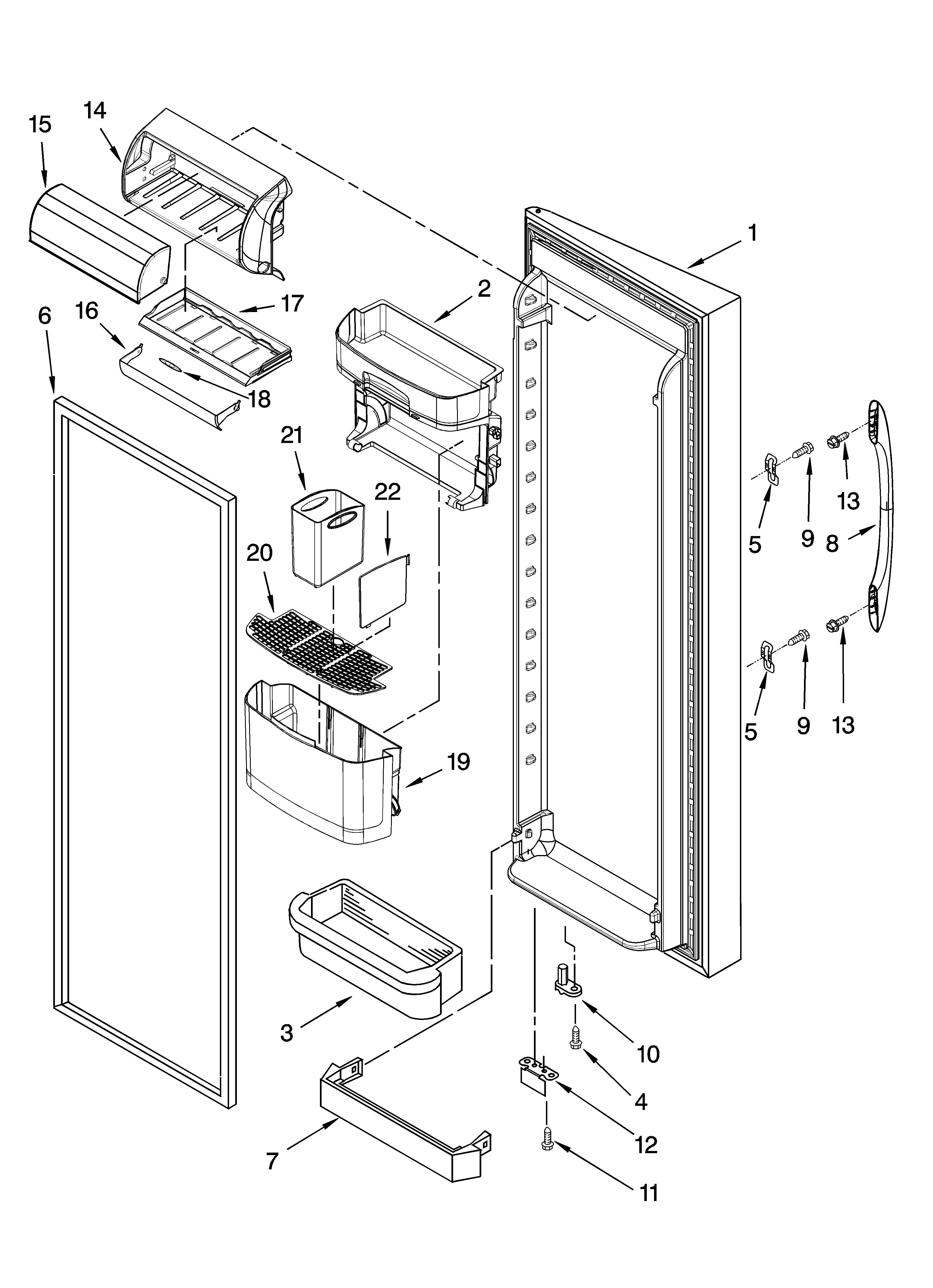 Kenmore 10656689500 refrigerator door parts diagram
