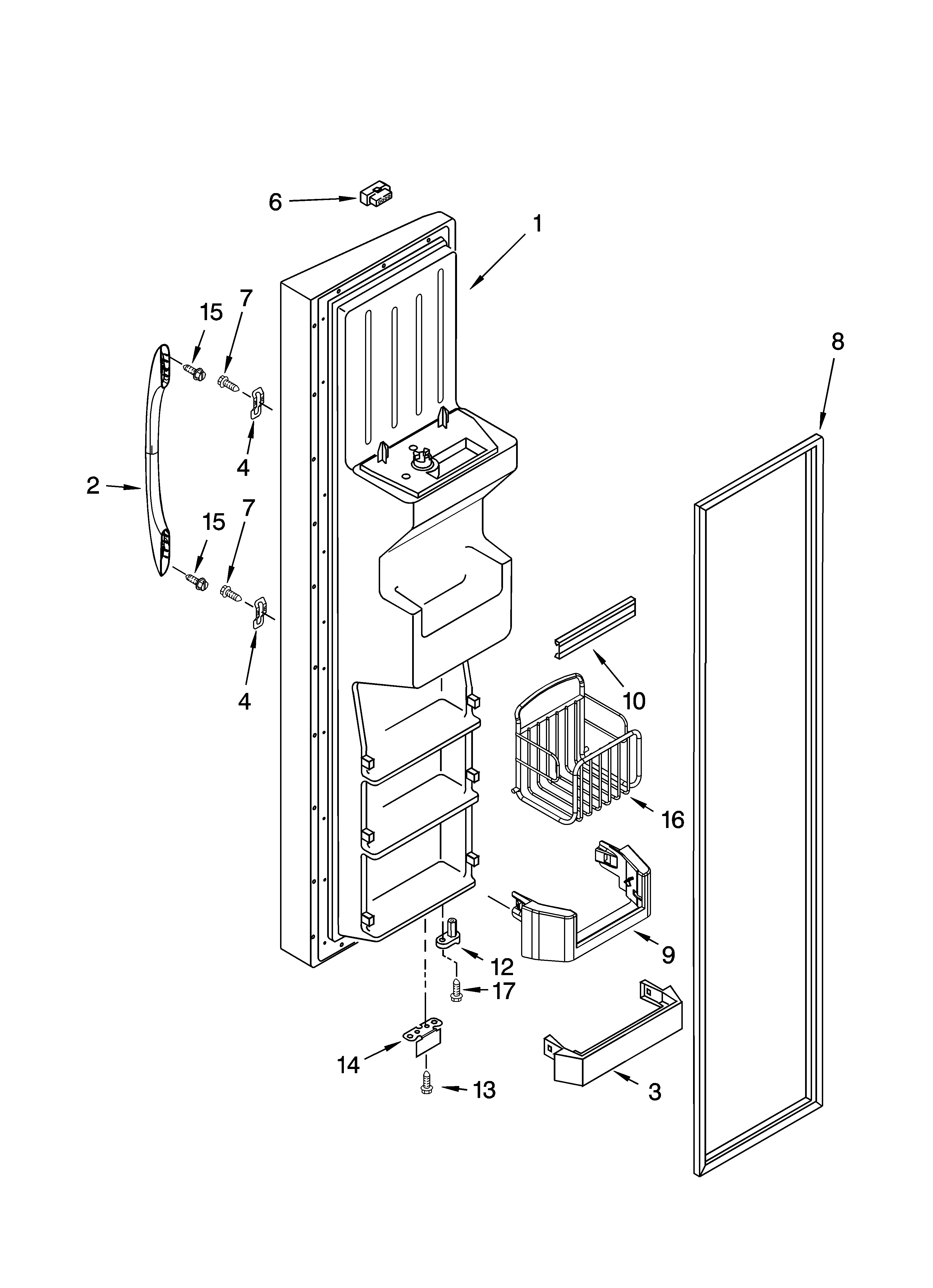 Kenmore 10656689500 freezer door parts diagram