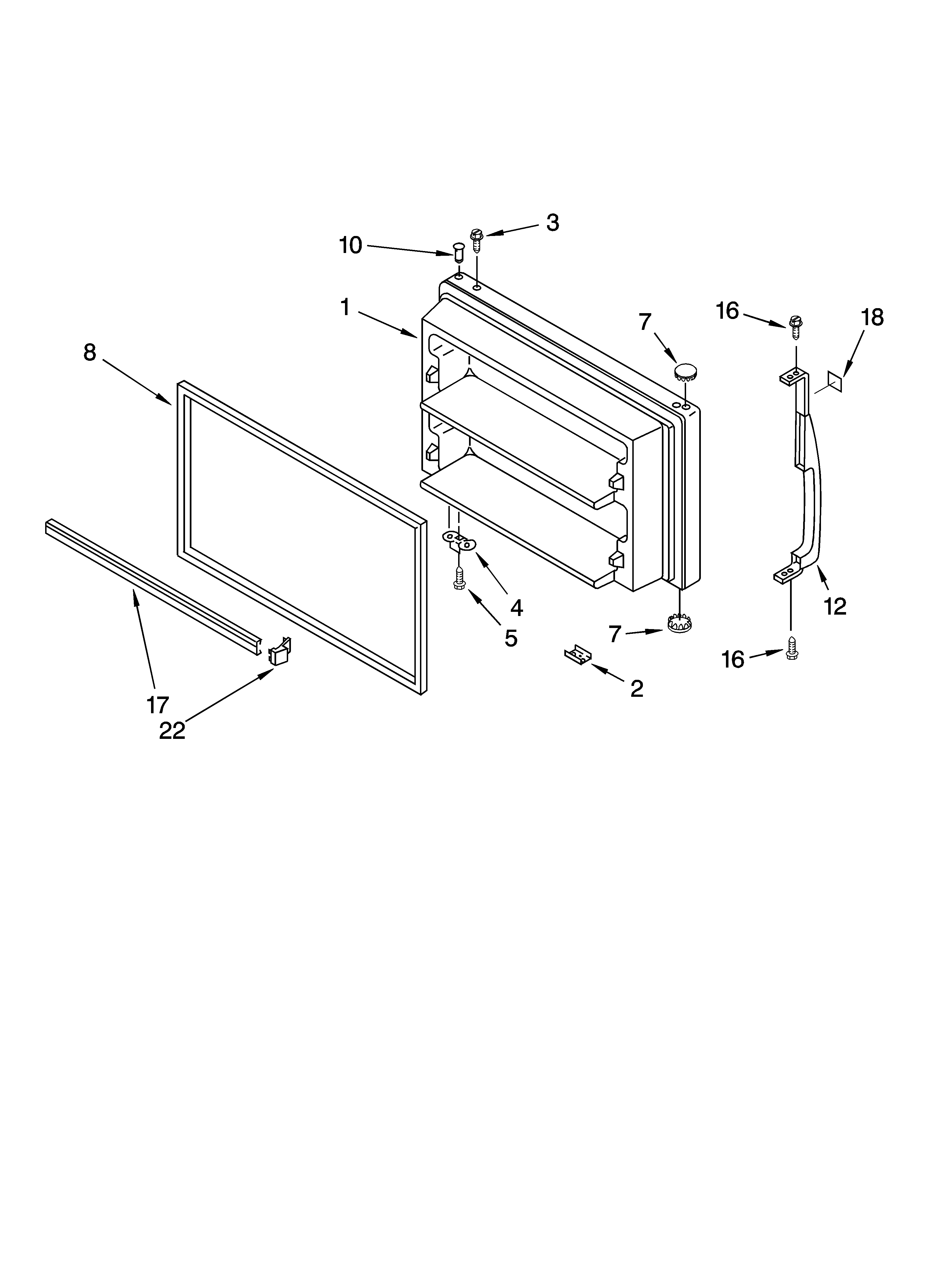 Kenmore 10674249401 freezer door parts diagram