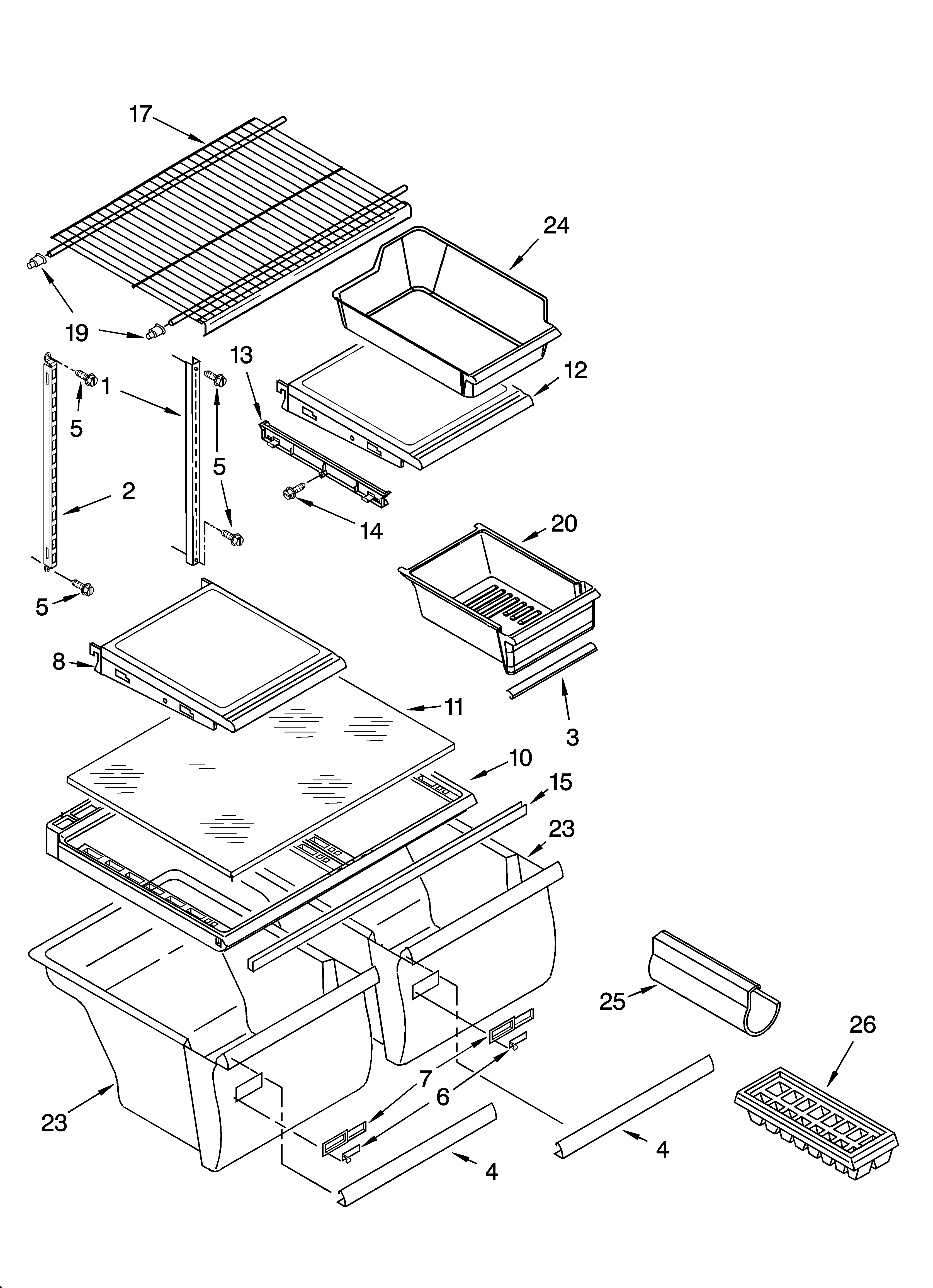 Kenmore 10674249401 shelf parts diagram