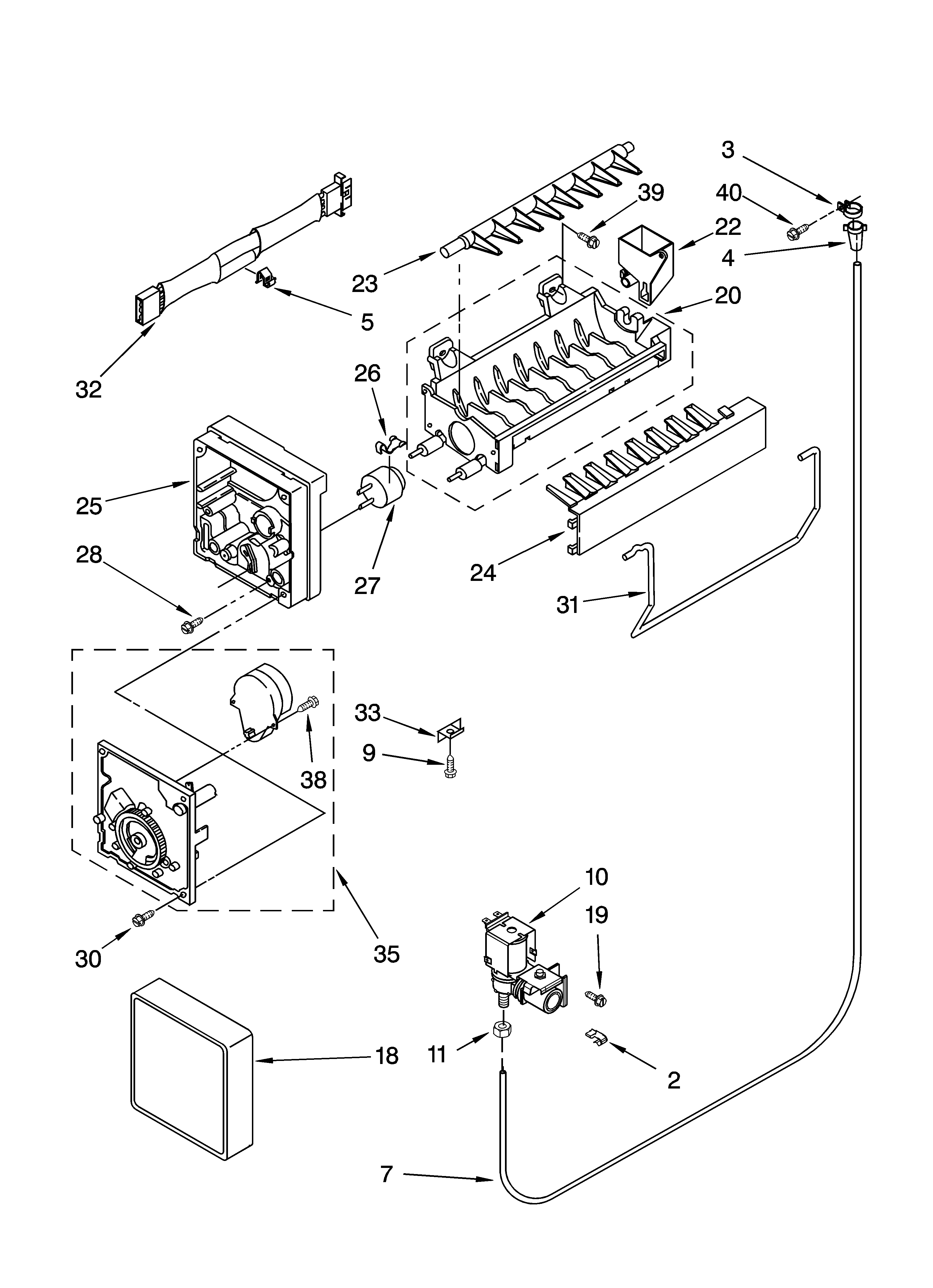 Kenmore 10674249401 icemaker parts, optional parts diagram