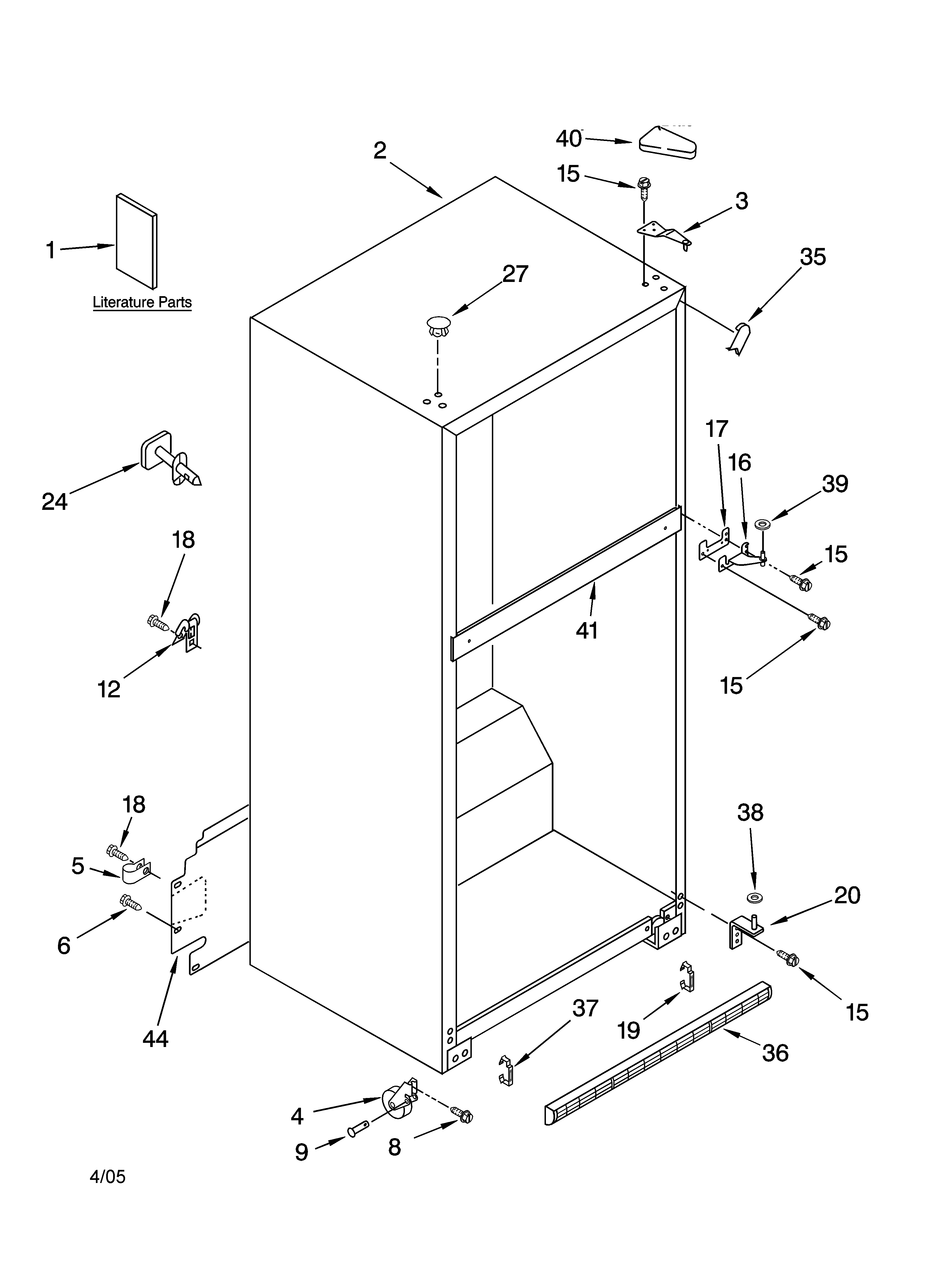 Kenmore 10674943401 cabinet parts diagram