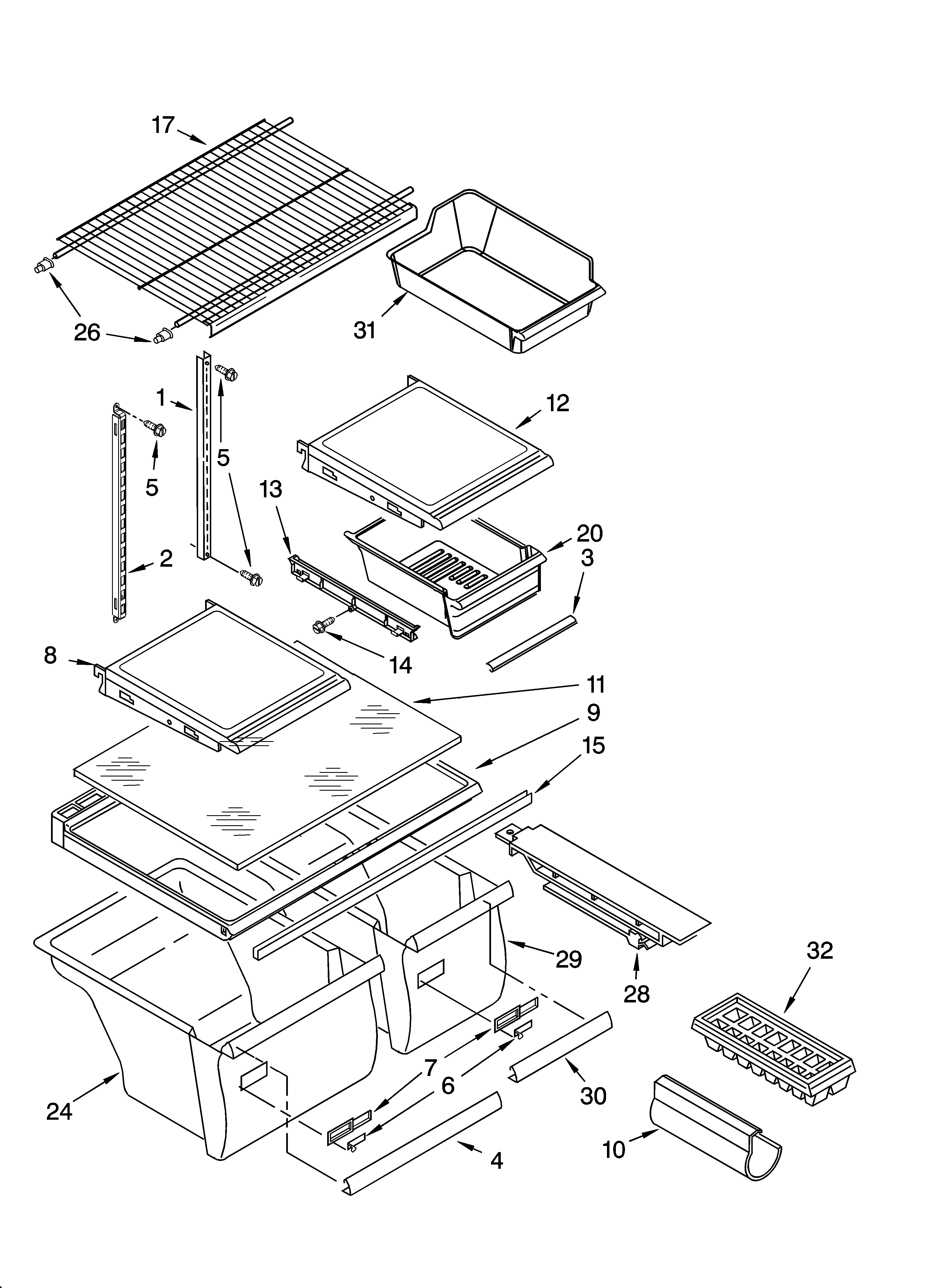 Kenmore 10674943401 shelf parts diagram
