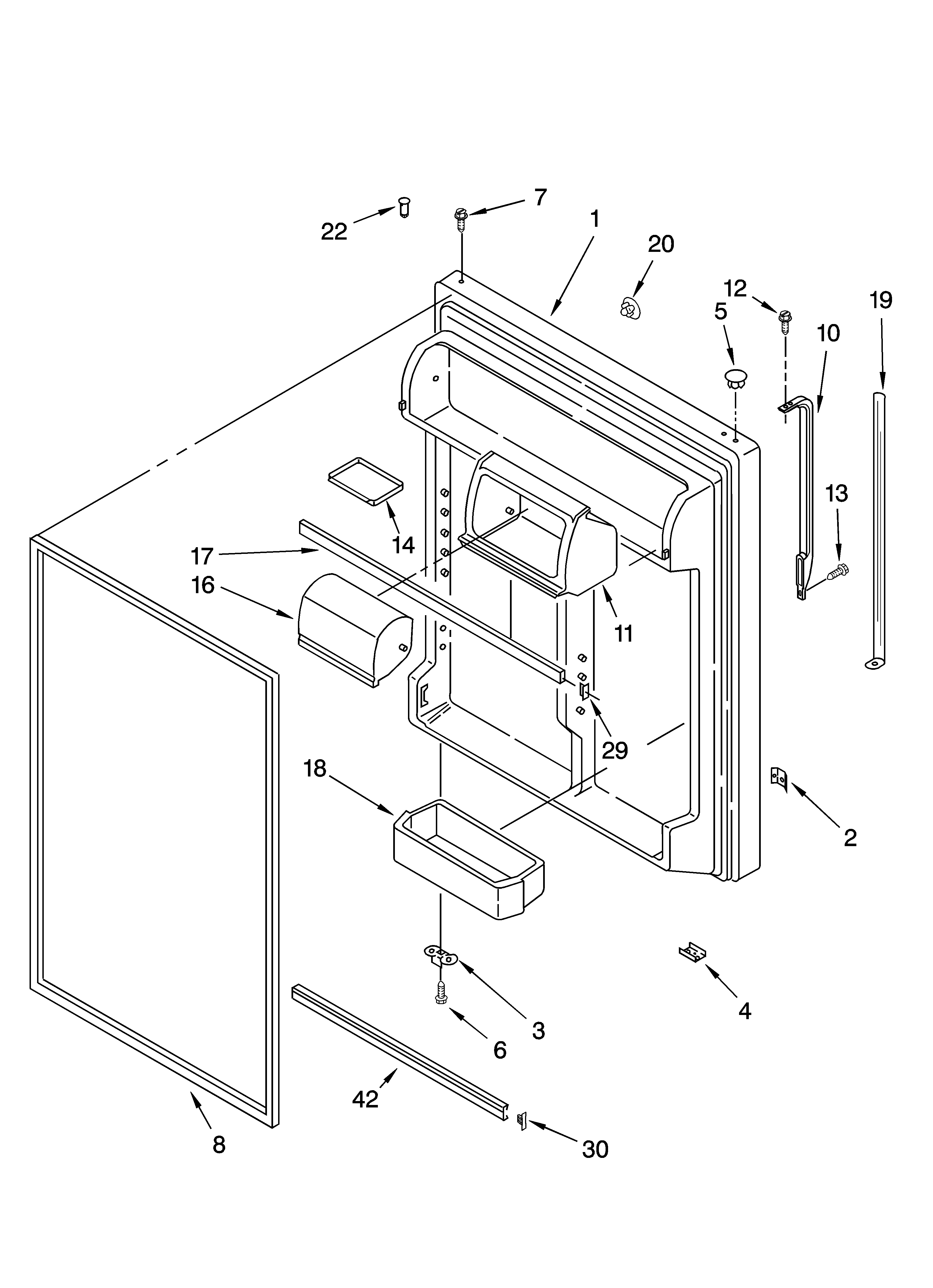 Kenmore 10664962401 refrigerator door parts diagram