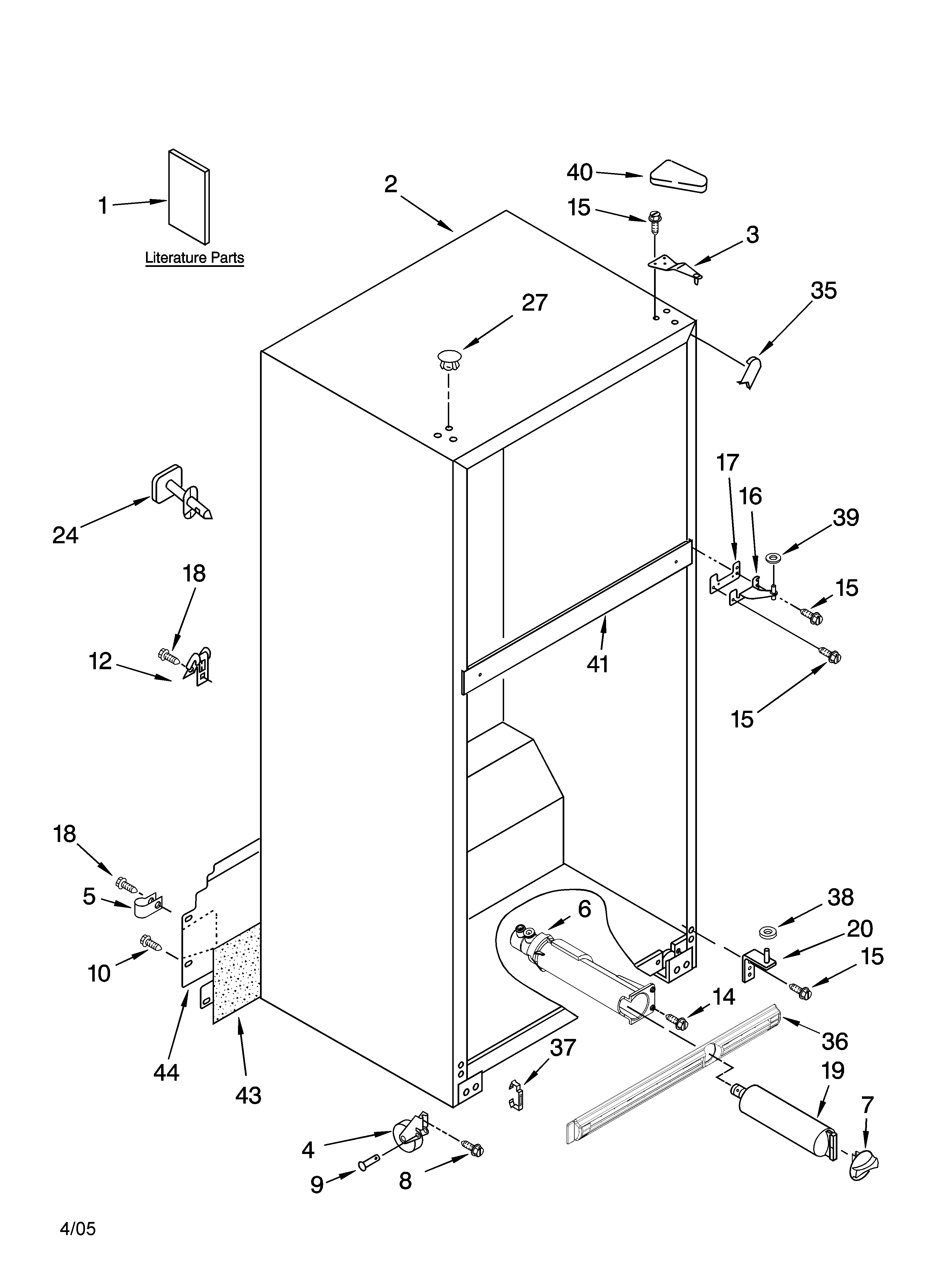 Kenmore 10674969401 cabinet parts diagram