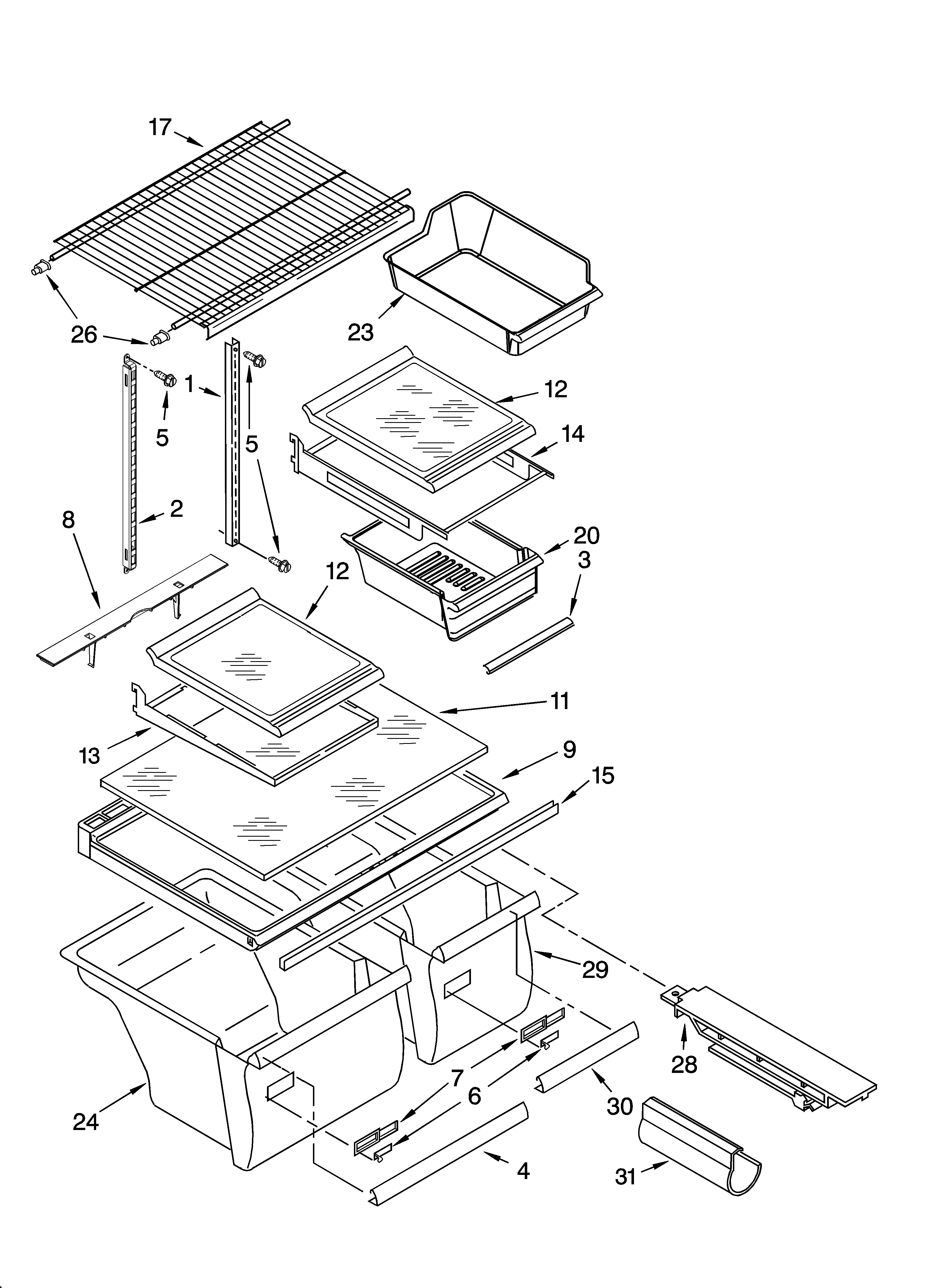 Kenmore 10674969401 shelf parts diagram
