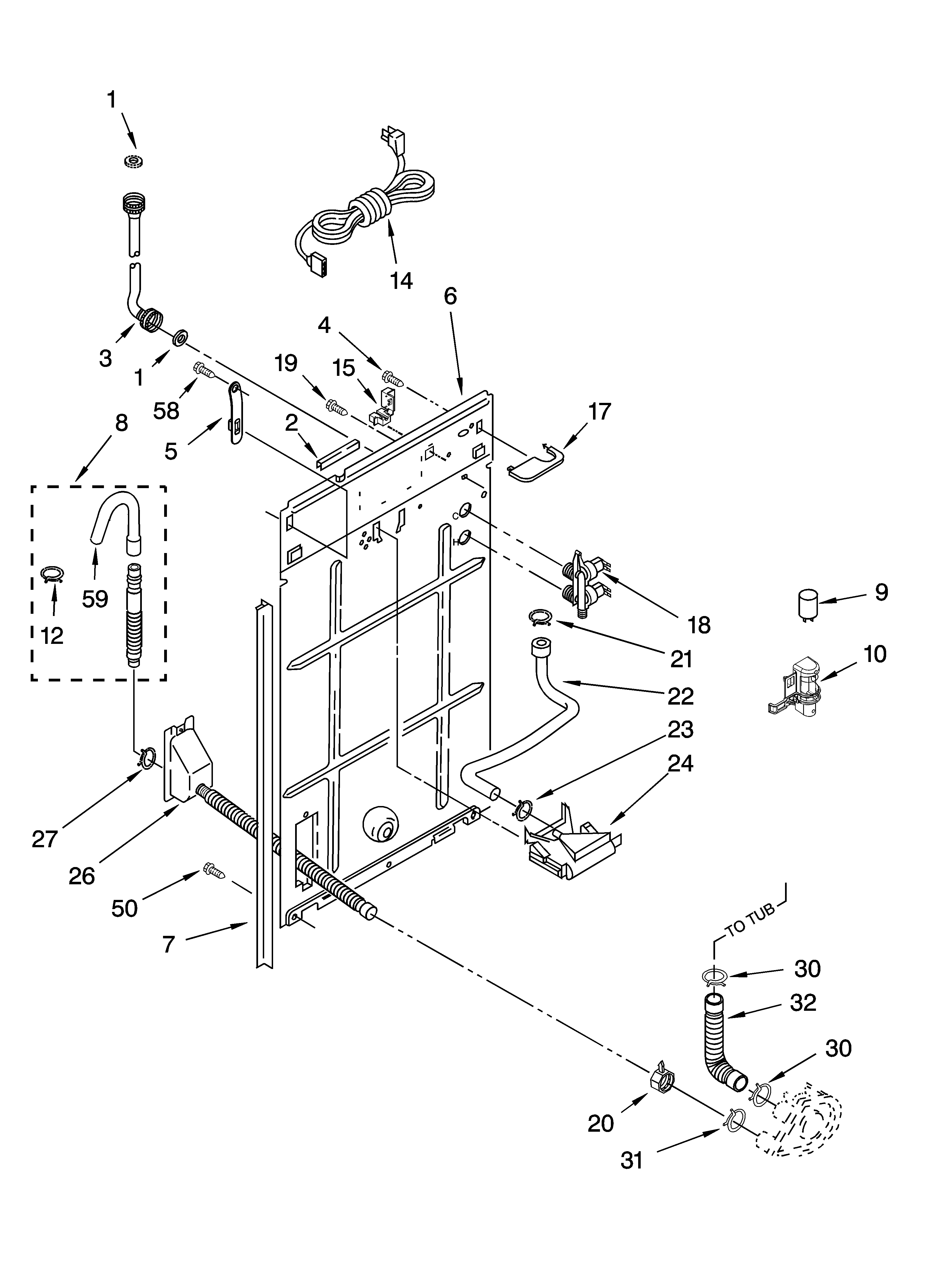 Kenmore 11016212500 rear panel parts diagram