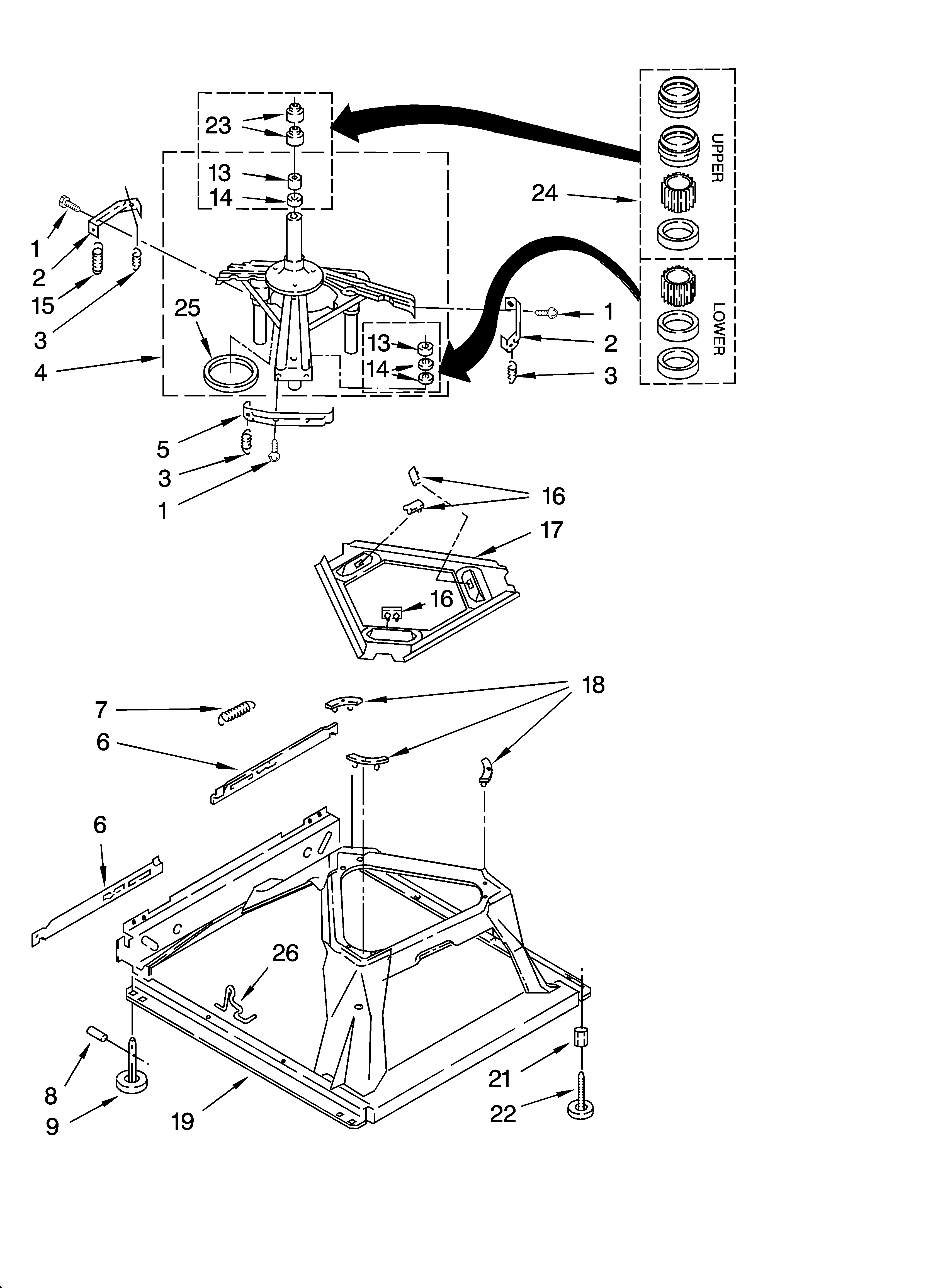 Kenmore 11016212500 machine base parts diagram