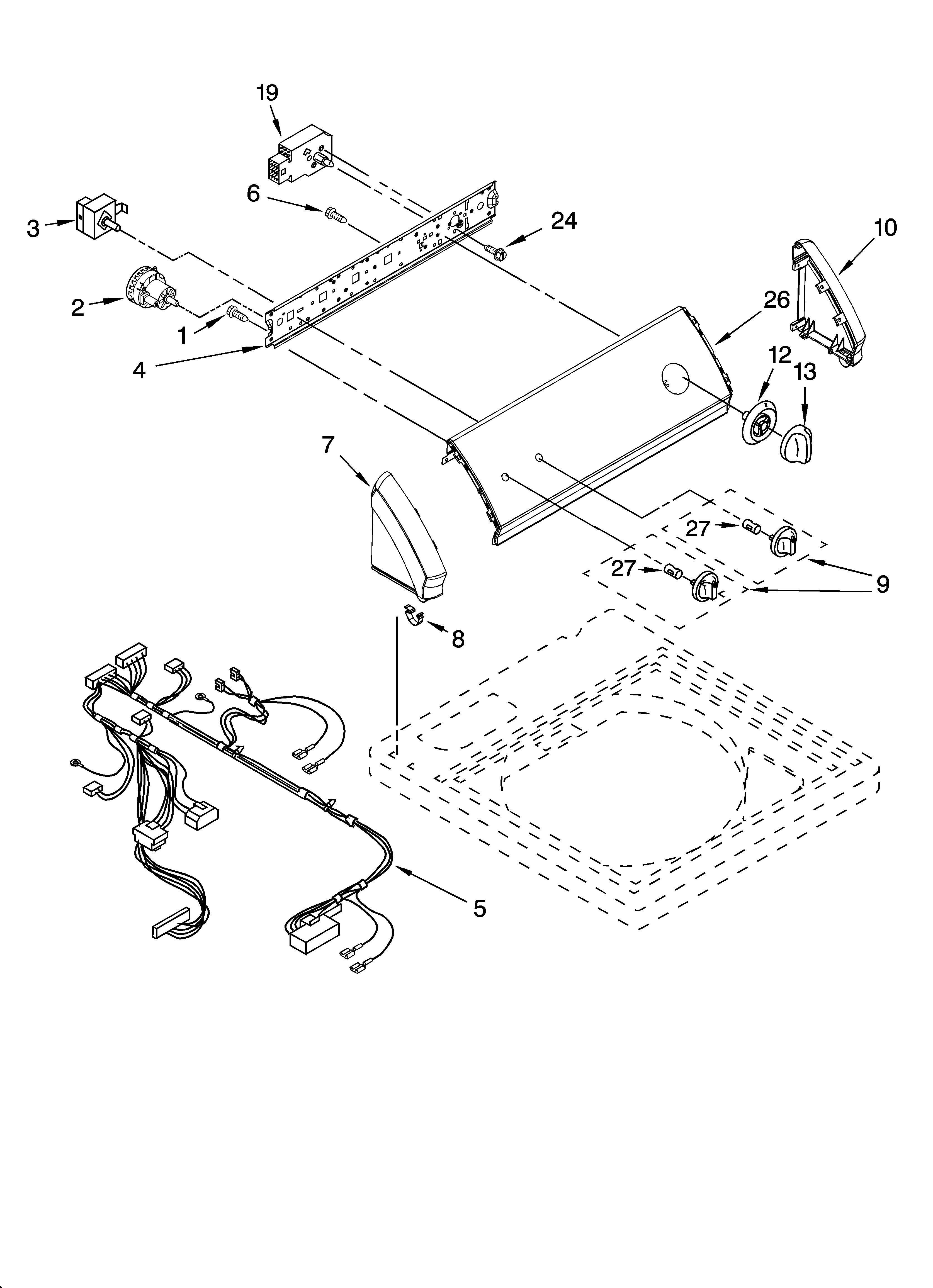 Kenmore 11016212500 control panel parts diagram