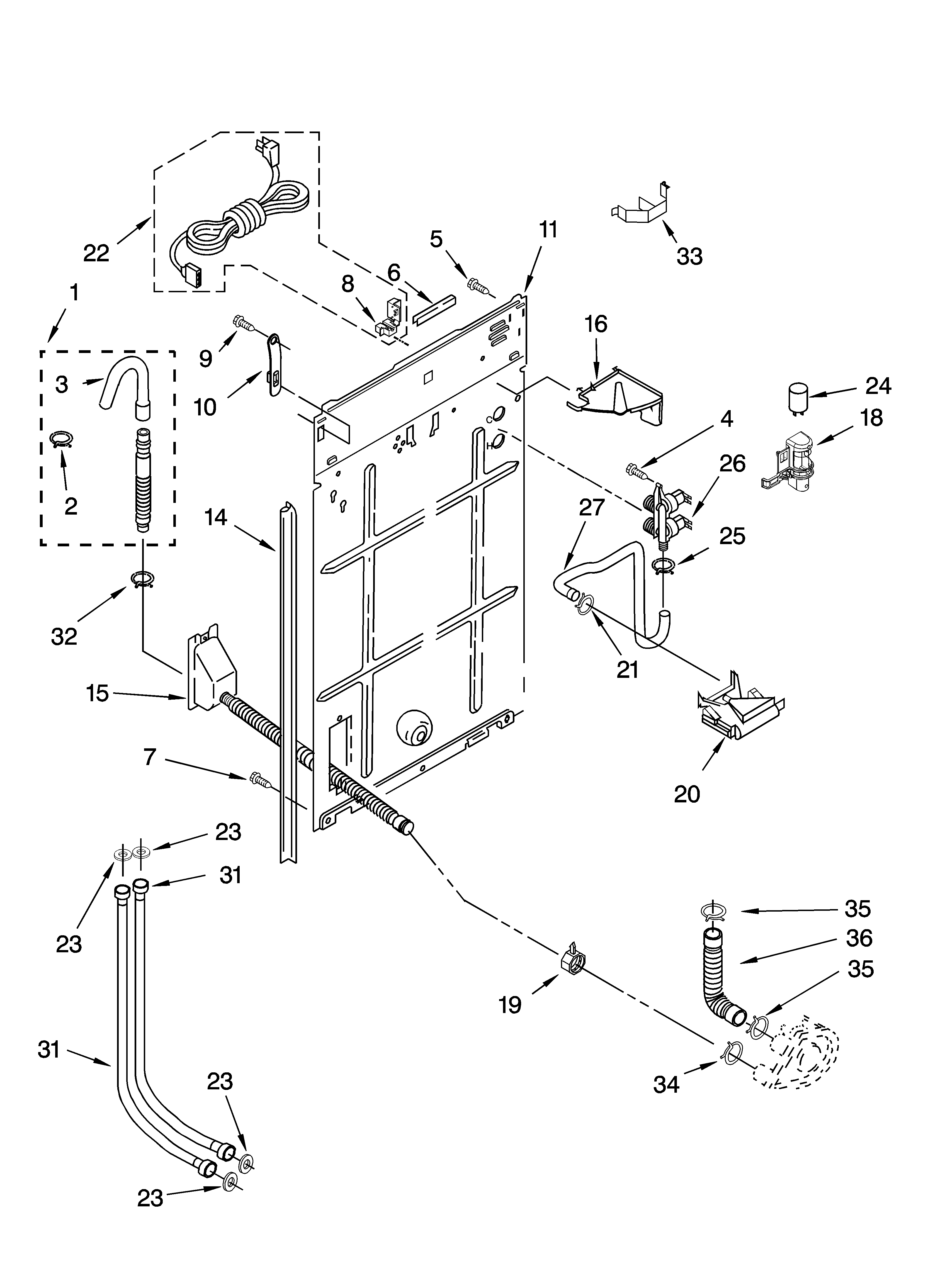 Kenmore Elite 11016942500 rear panel parts diagram