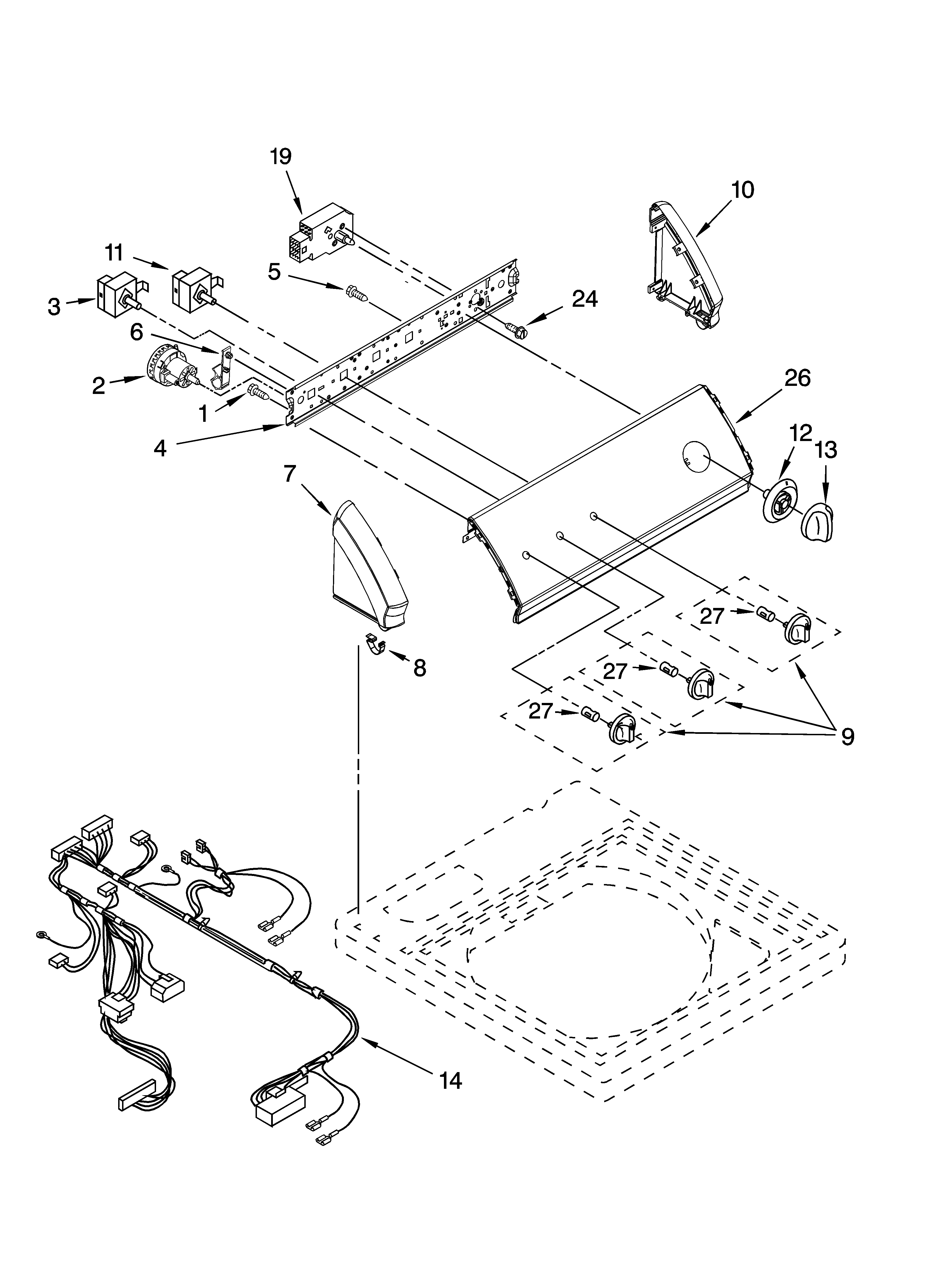 Kenmore 11026742500 control panel parts diagram