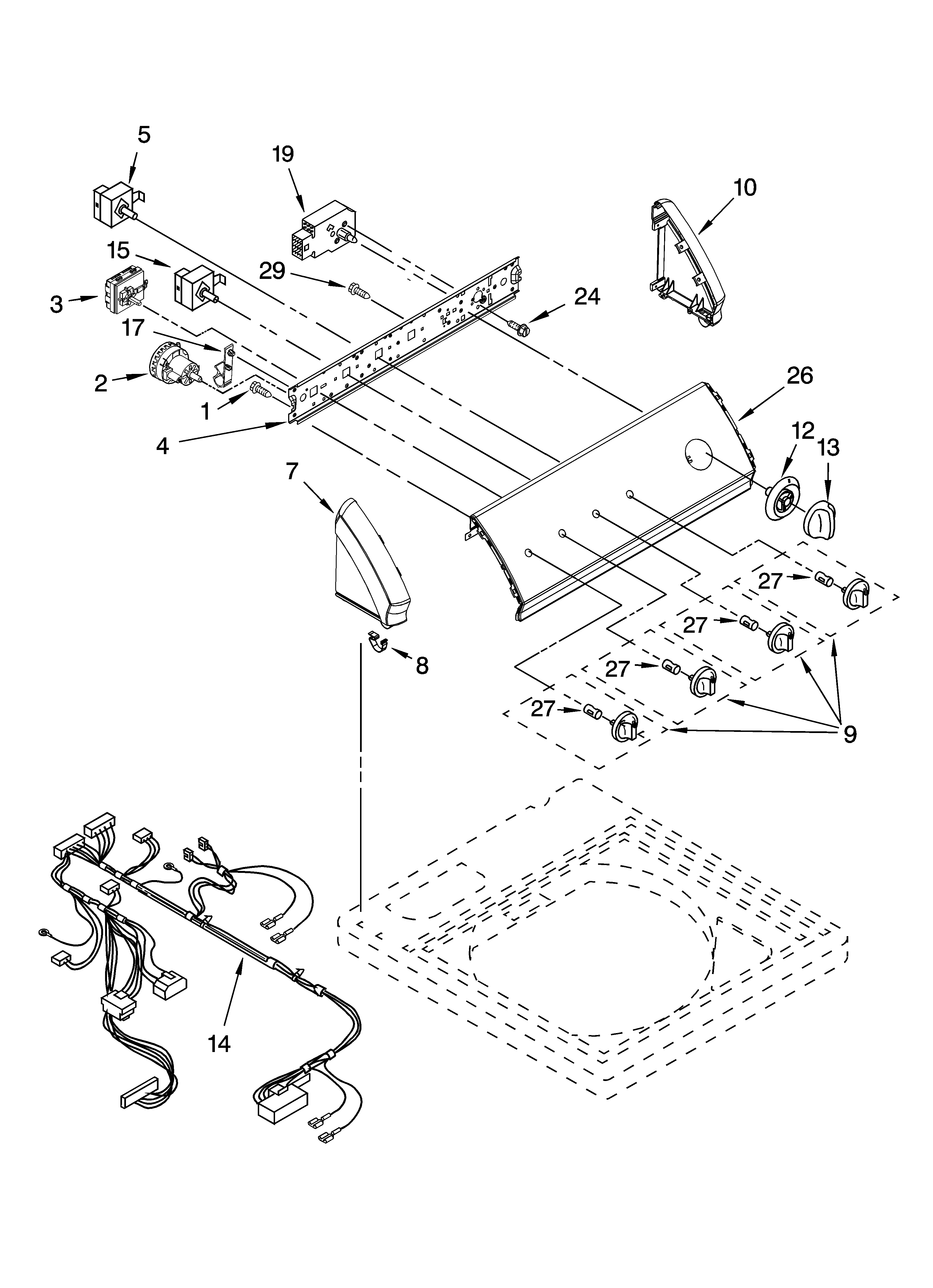 Kenmore 11026862500 control panel parts diagram