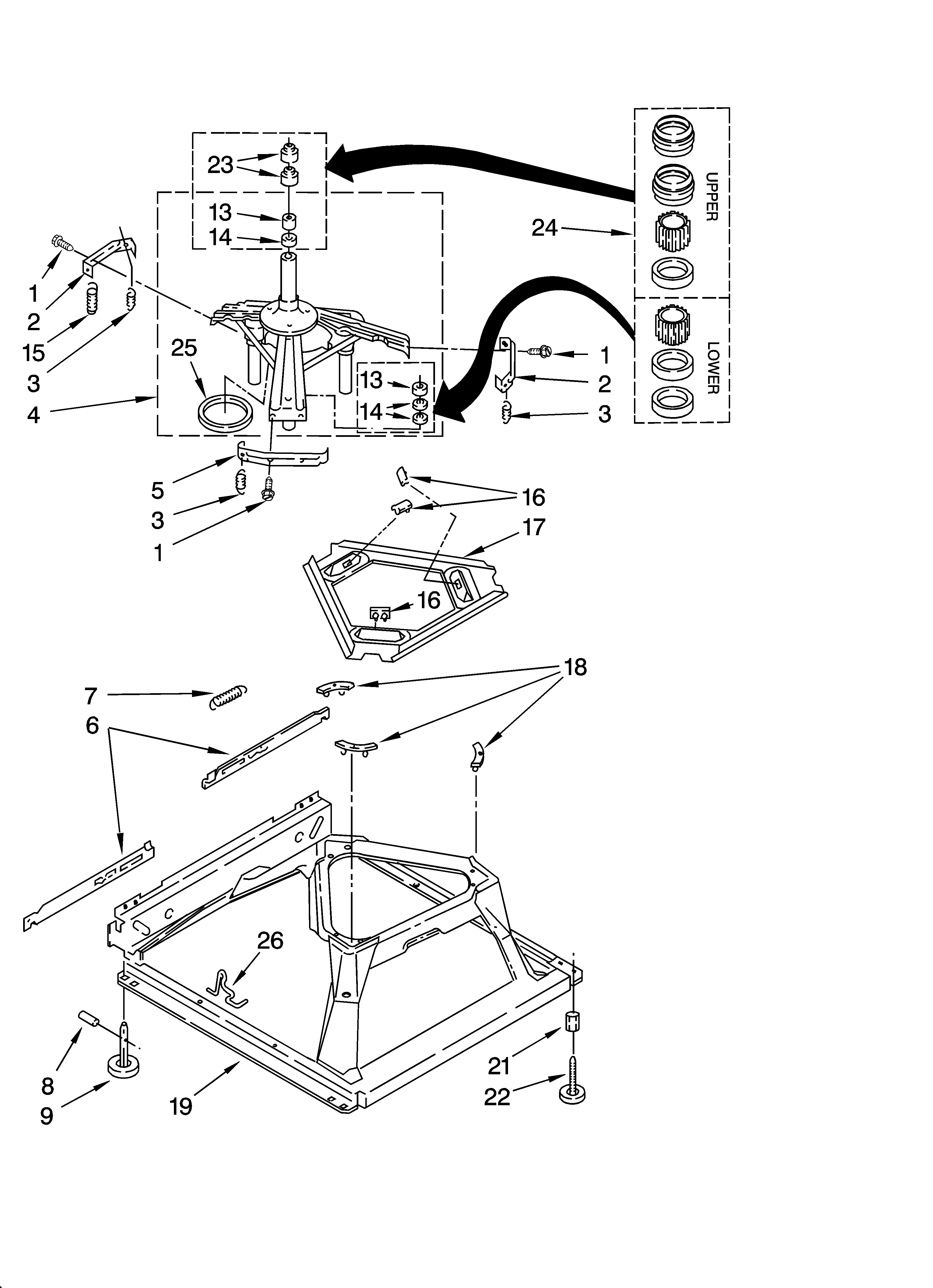 Kenmore 11026862500 machine base parts diagram