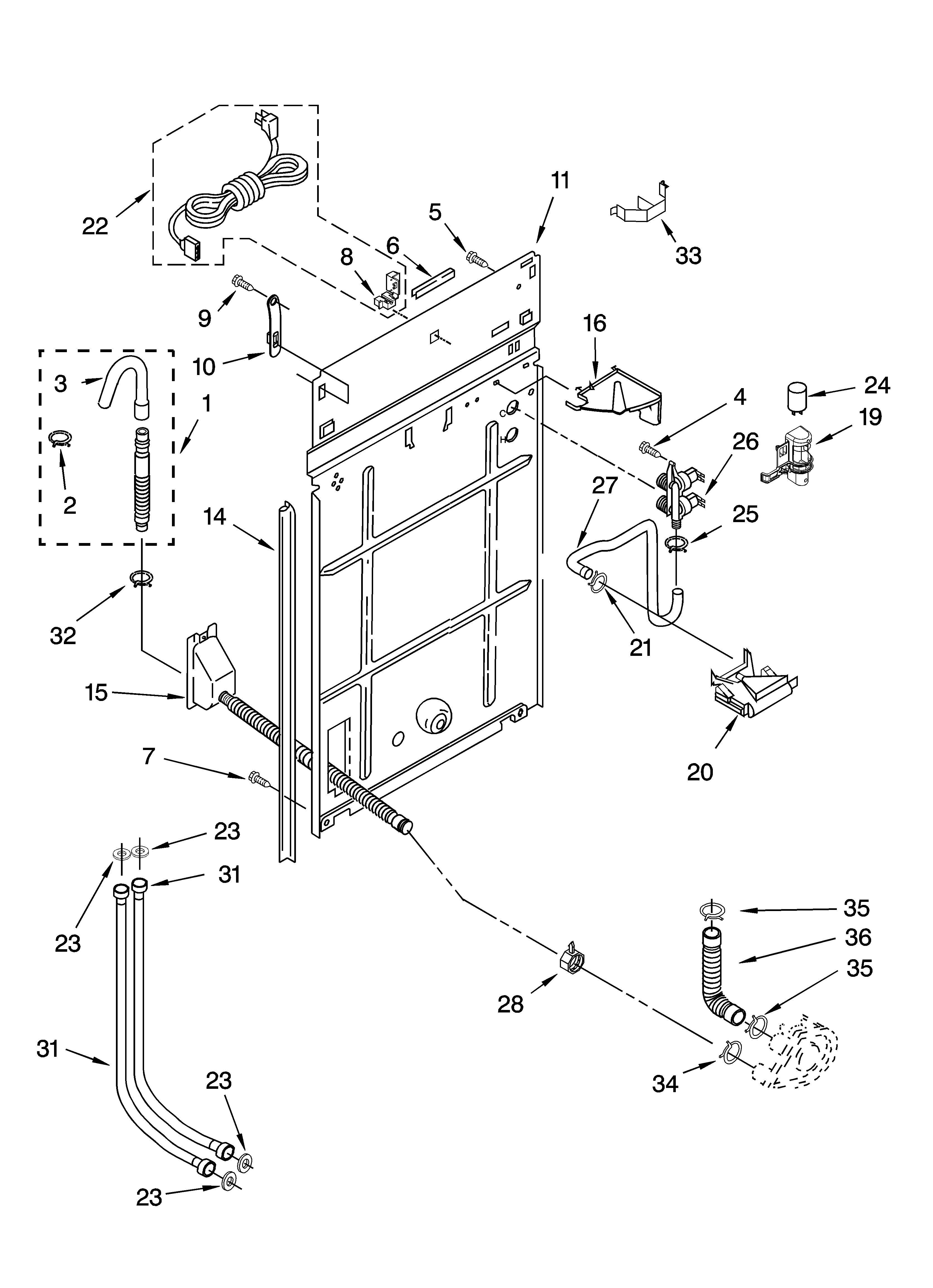 Kenmore Elite 11026964500 rear panel parts diagram