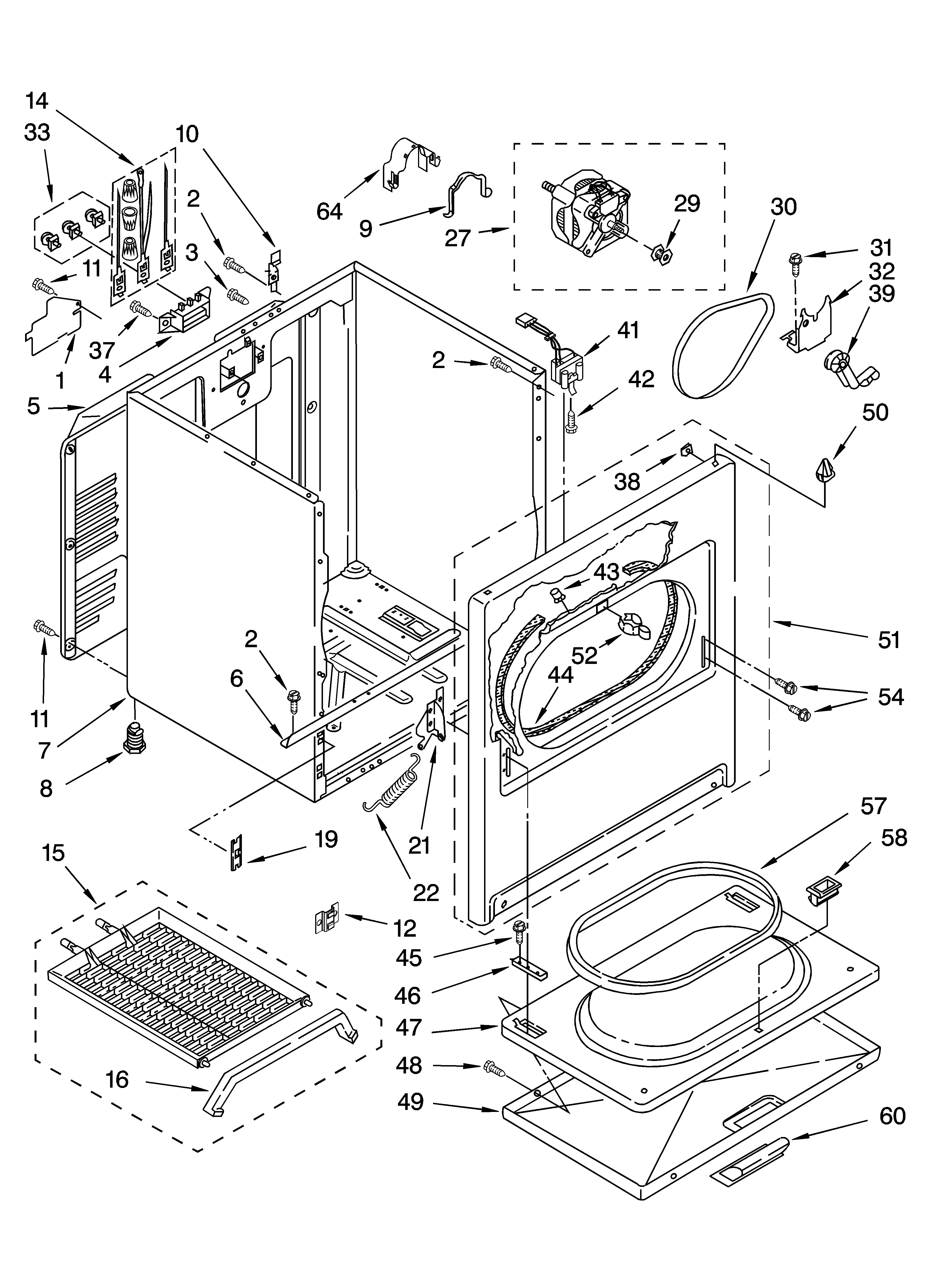 Kenmore 11066864500 cabinet parts diagram