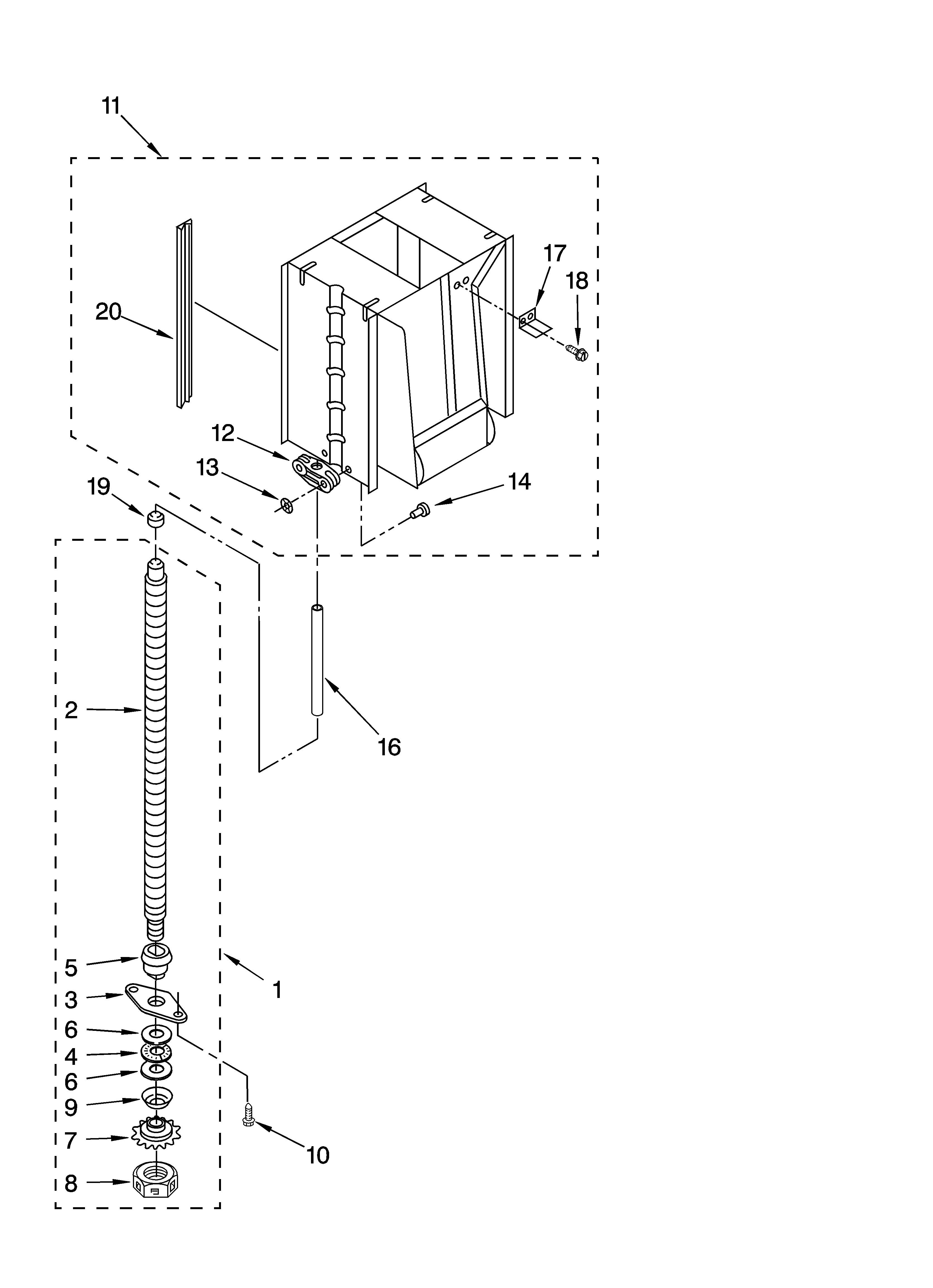 Kenmore 66513619101 powerscrew and ram parts diagram
