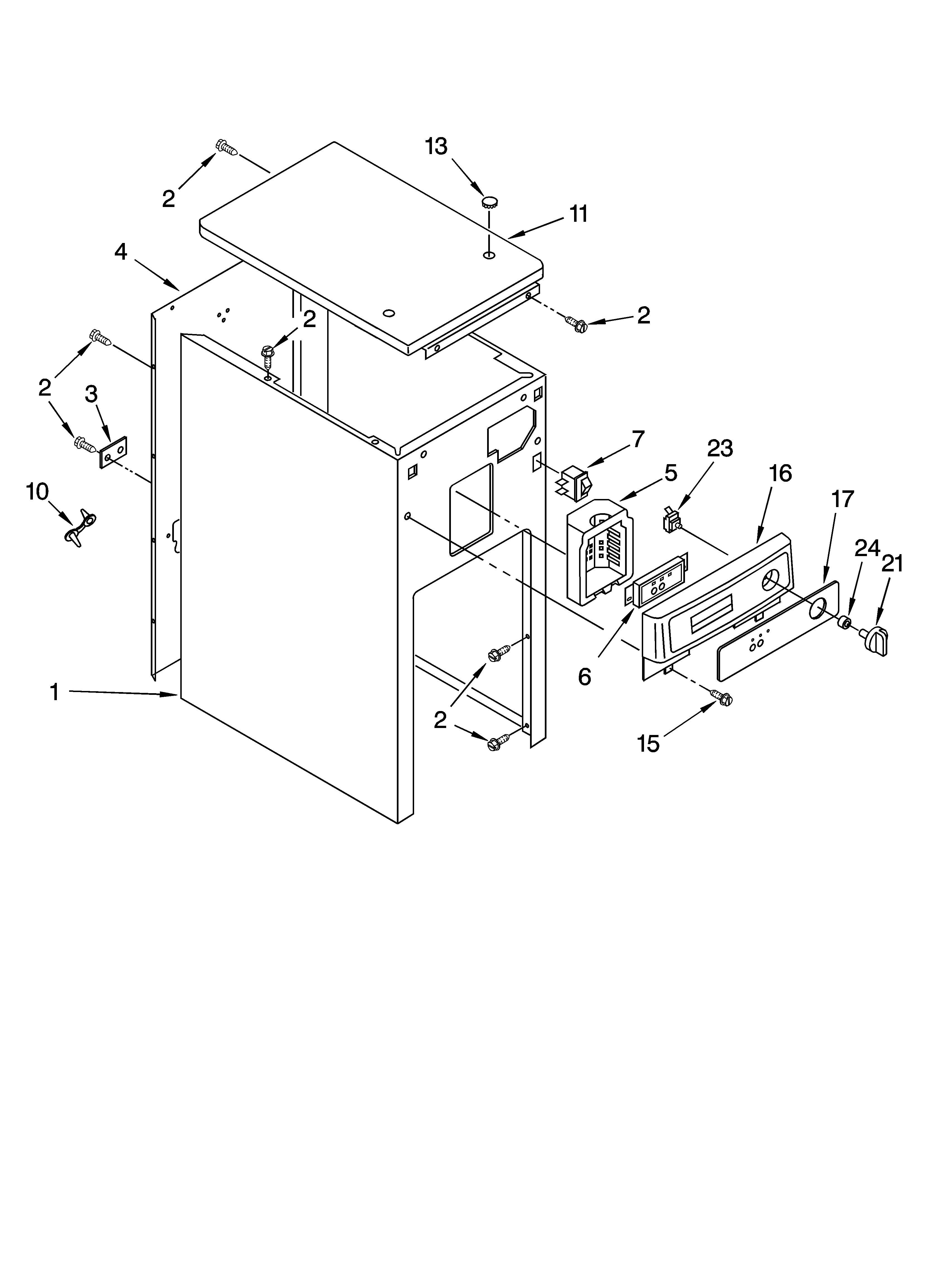 Kenmore 66513619101 cabinet and control parts diagram