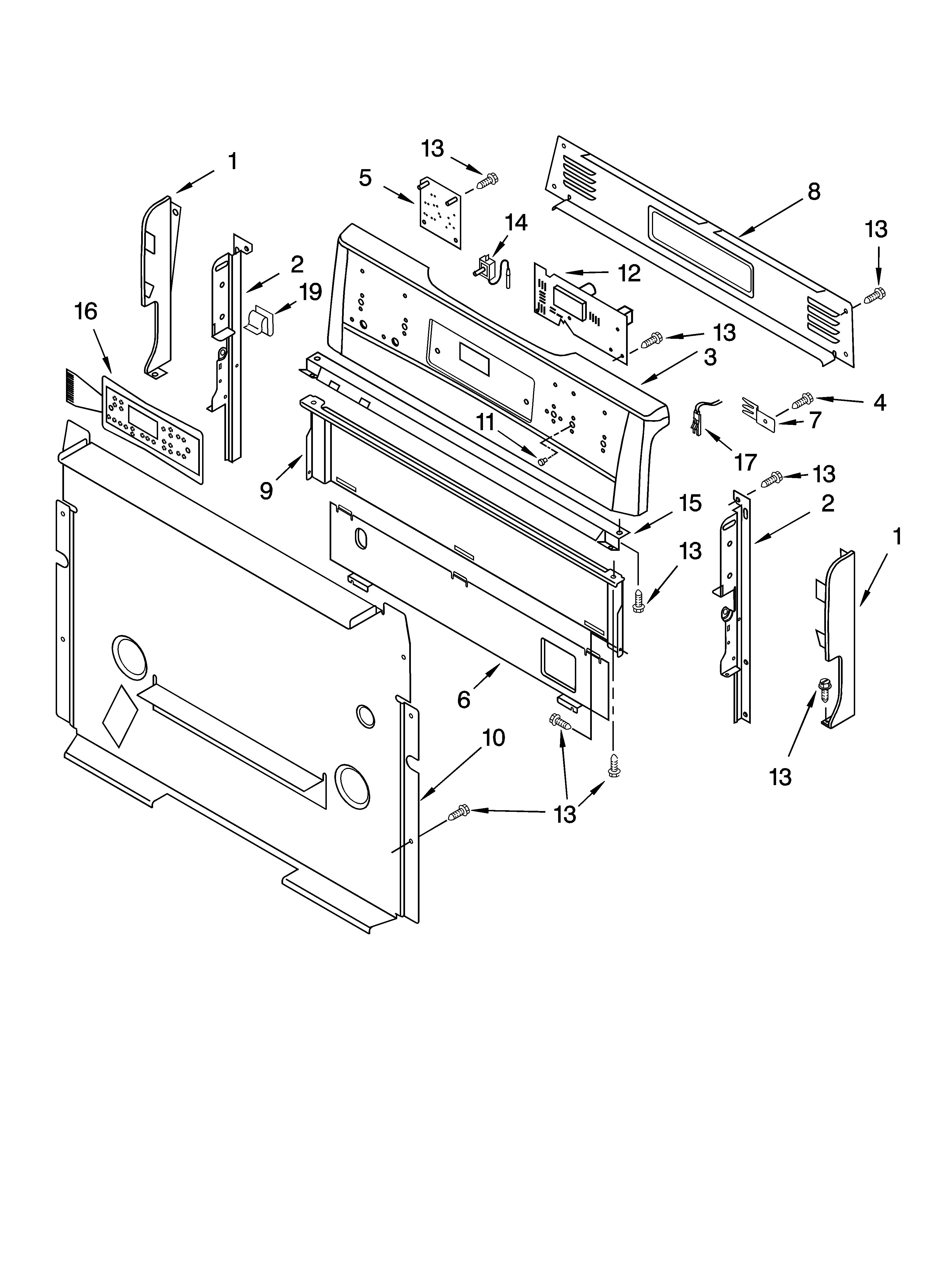 Kenmore 66575179301 control panel parts diagram