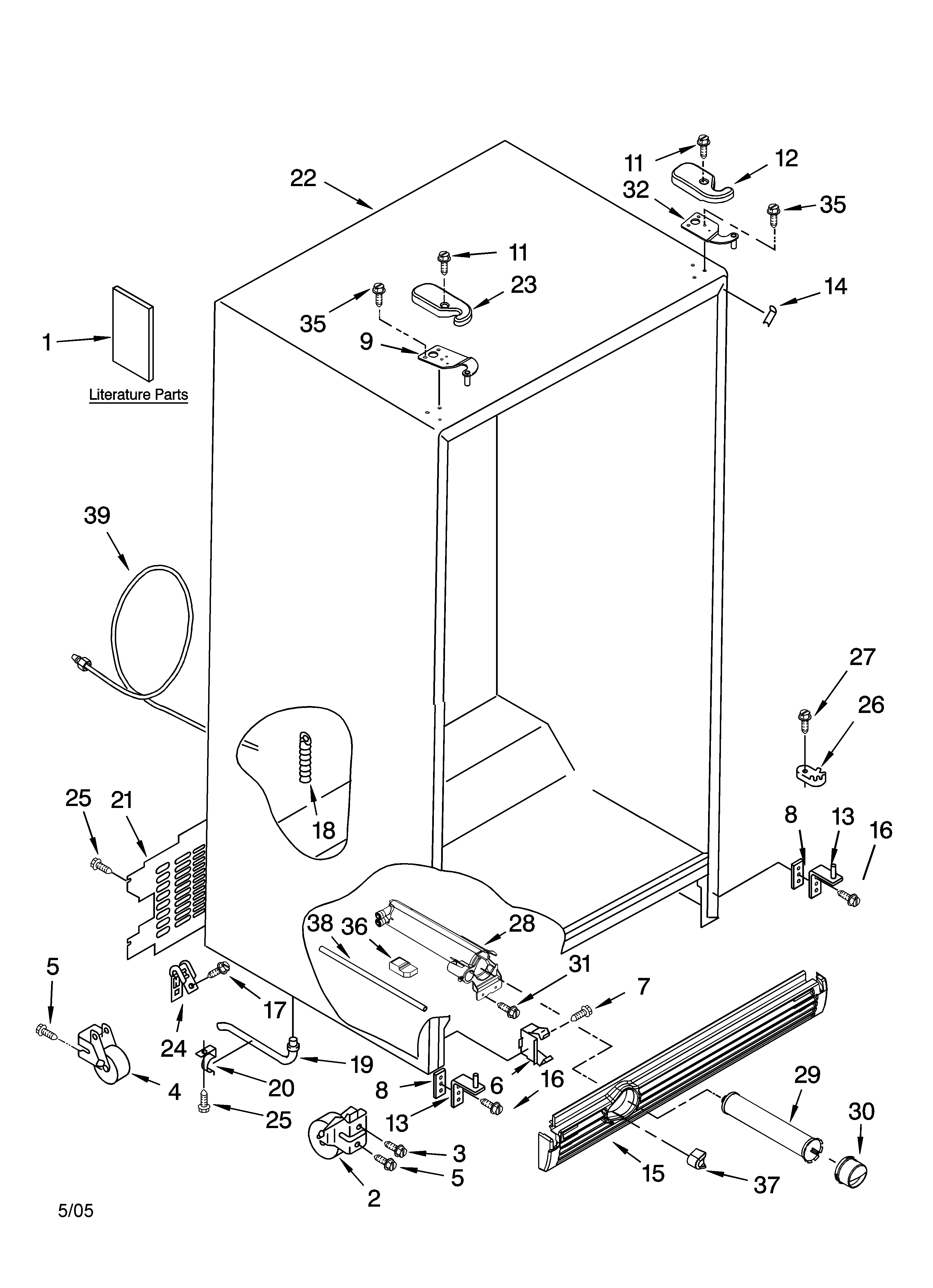 Kenmore 10656166500 cabinet parts diagram