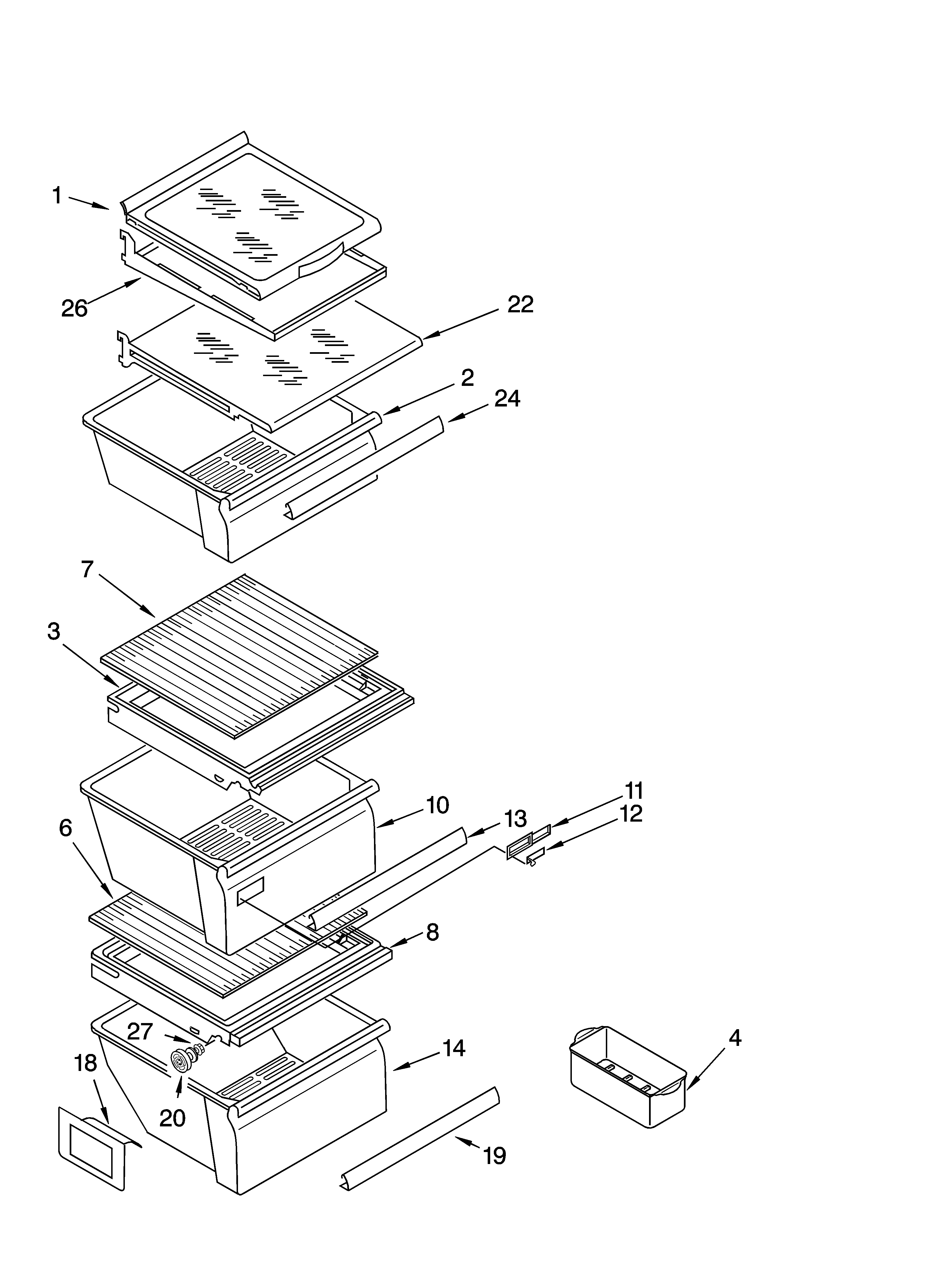 Kenmore 10656166500 refrigerator shelf parts diagram