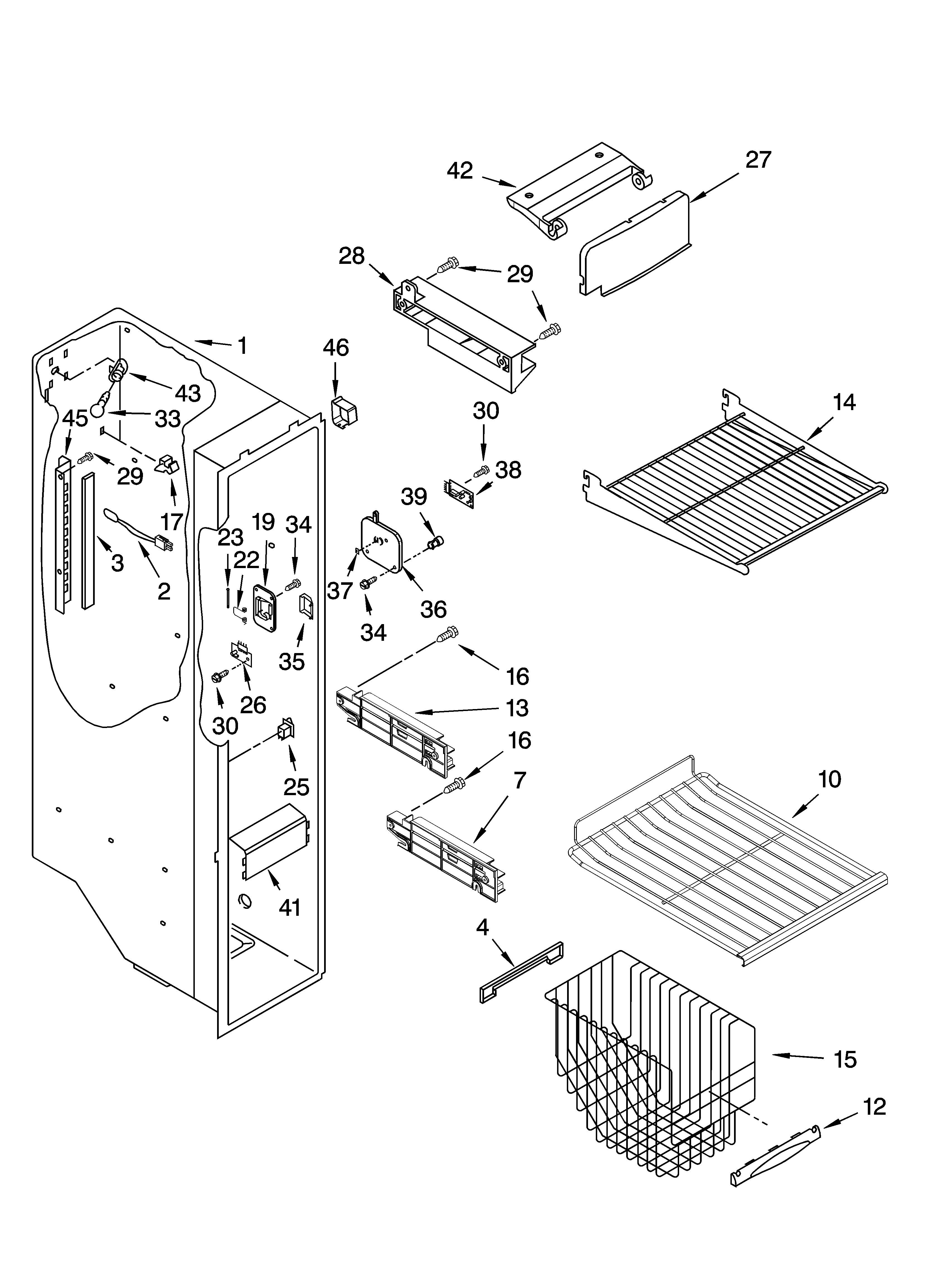 Kenmore 10656166500 freezer liner parts diagram
