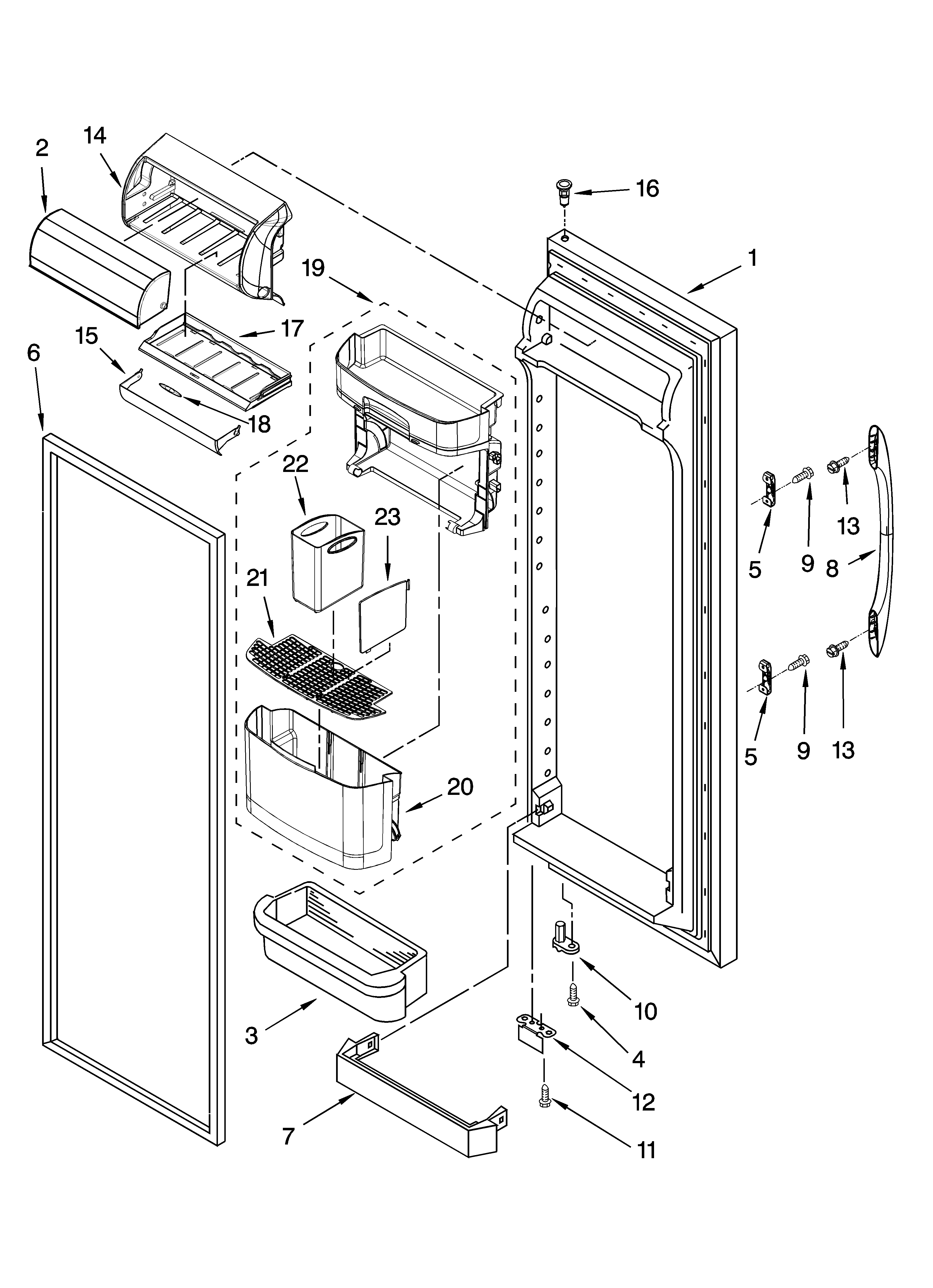 Kenmore 10656166500 refrigerator door parts diagram