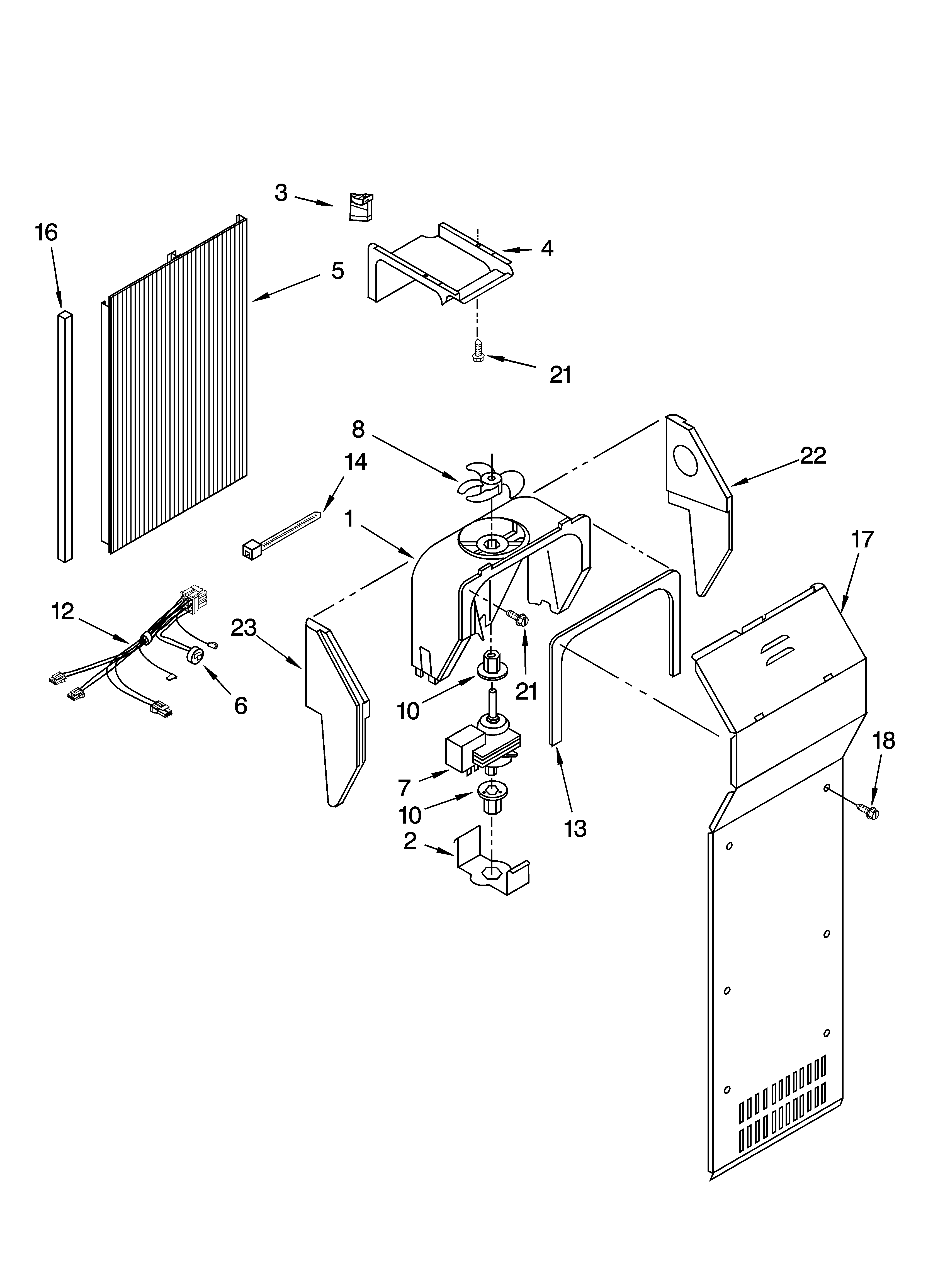 Kenmore 10656166500 air flow parts diagram