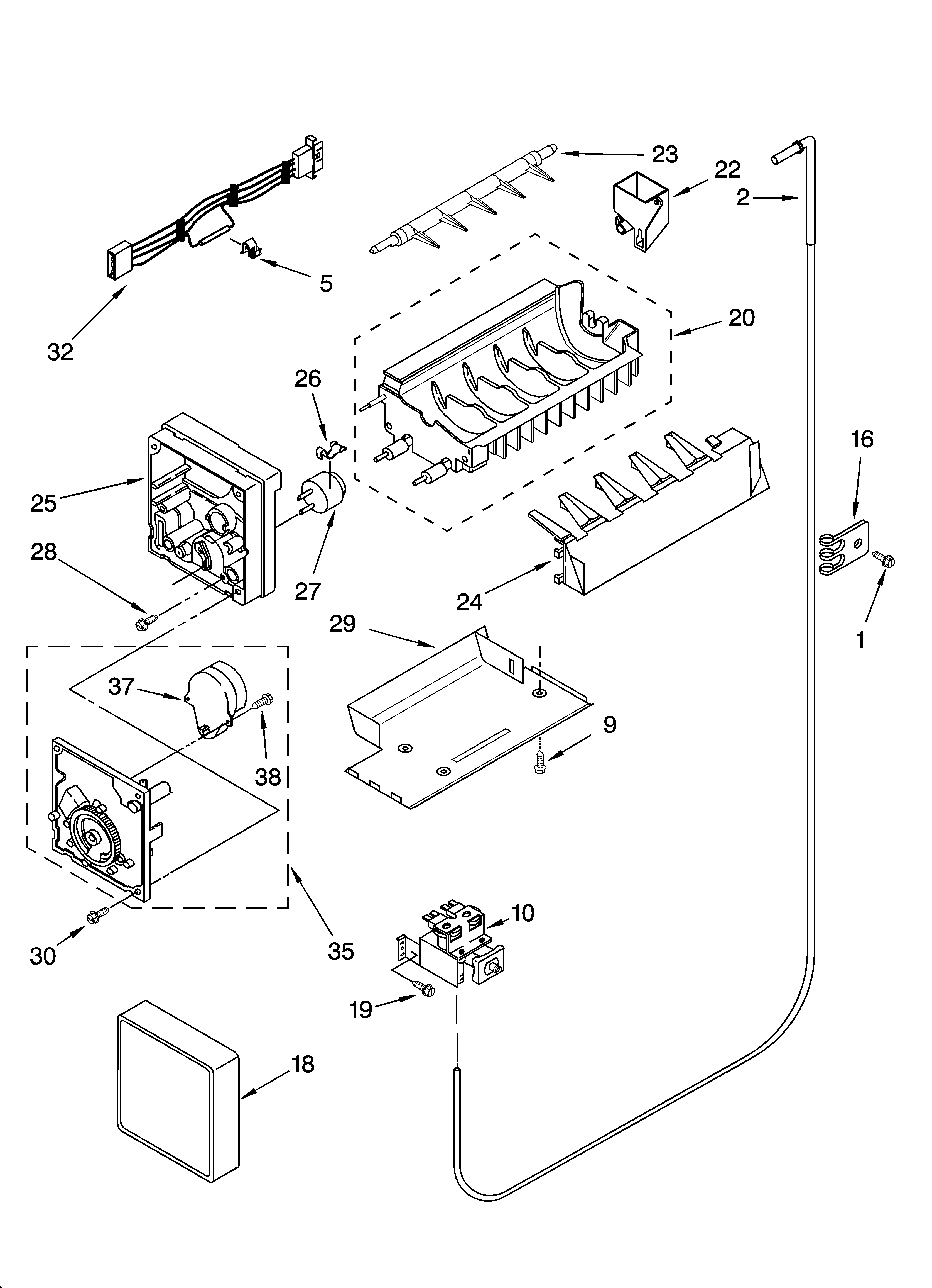 Kenmore 10656166500 icemaker parts, optional parts diagram