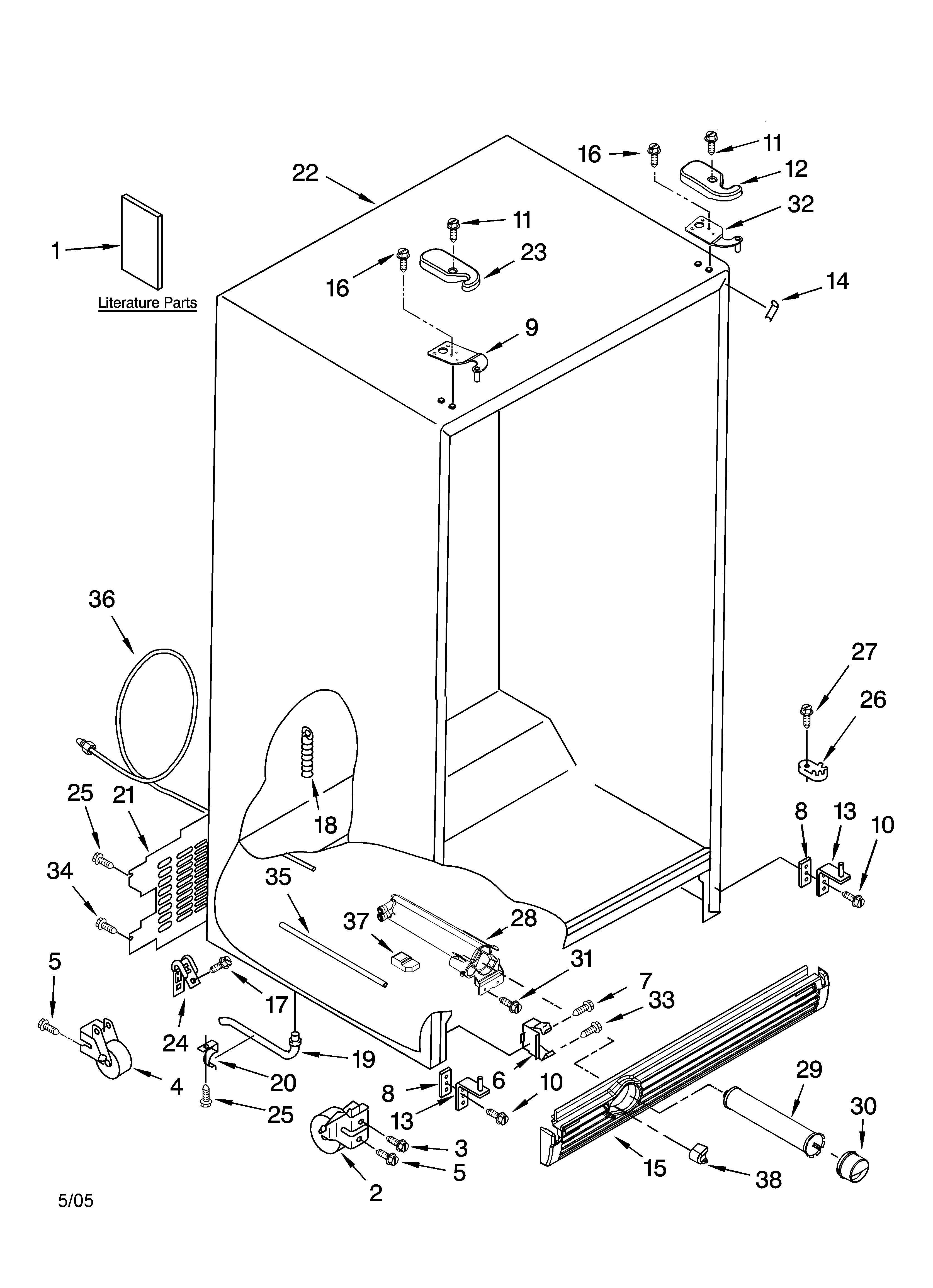 Kenmore 10656666500 cabinet parts diagram