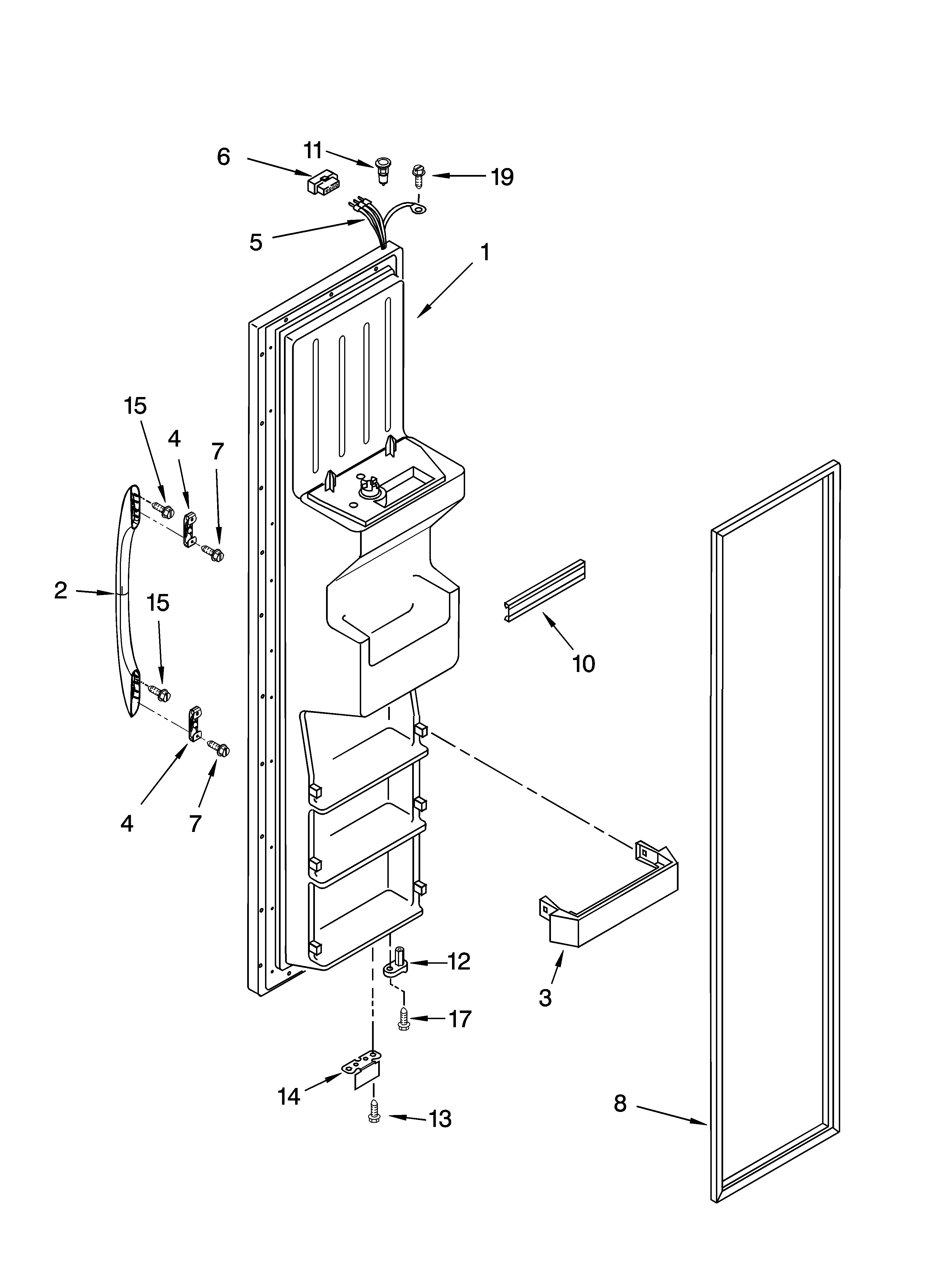 Kenmore 10656666500 freezer door parts diagram