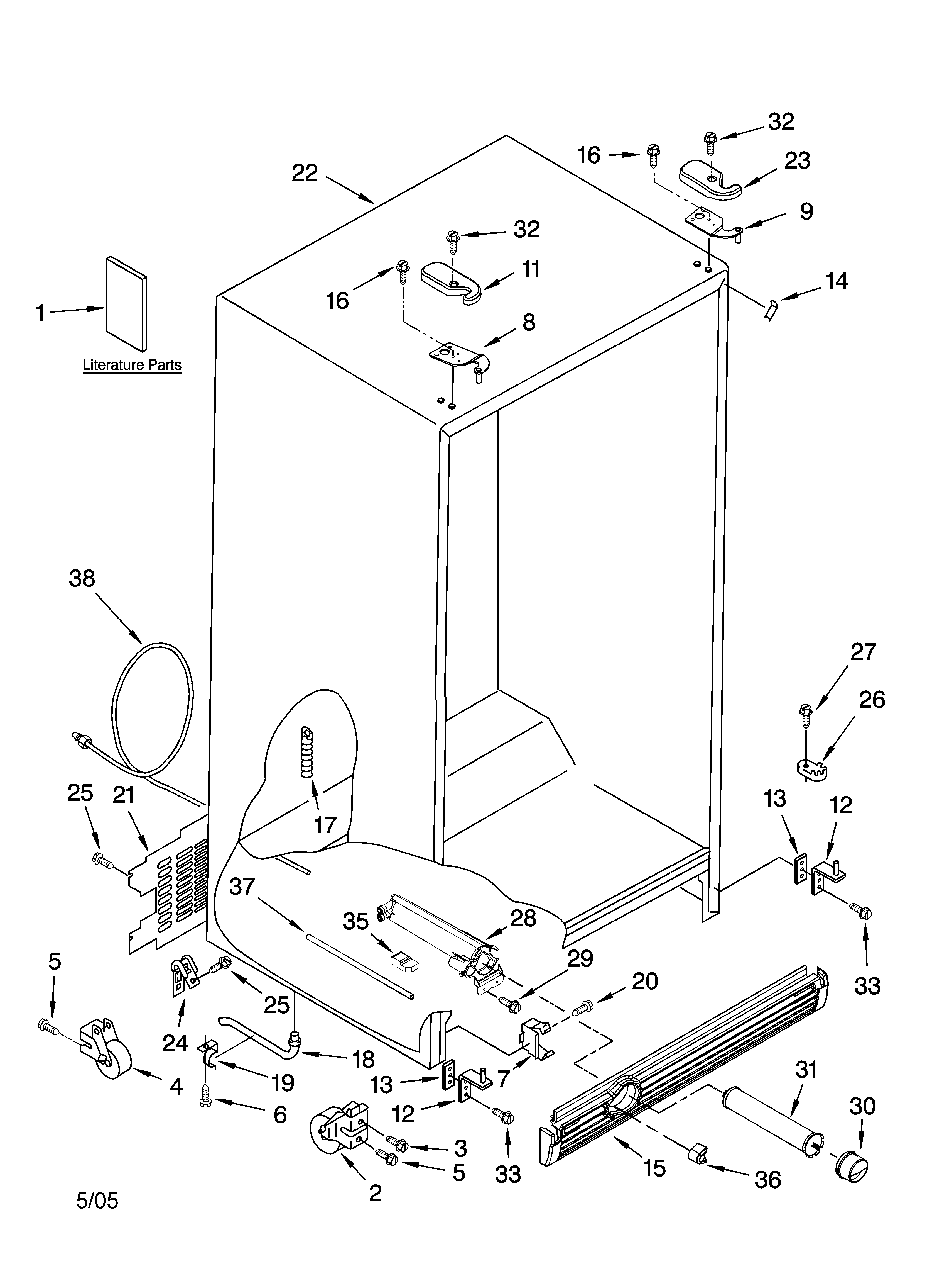 Kenmore Elite 10656393501 cabinet parts diagram