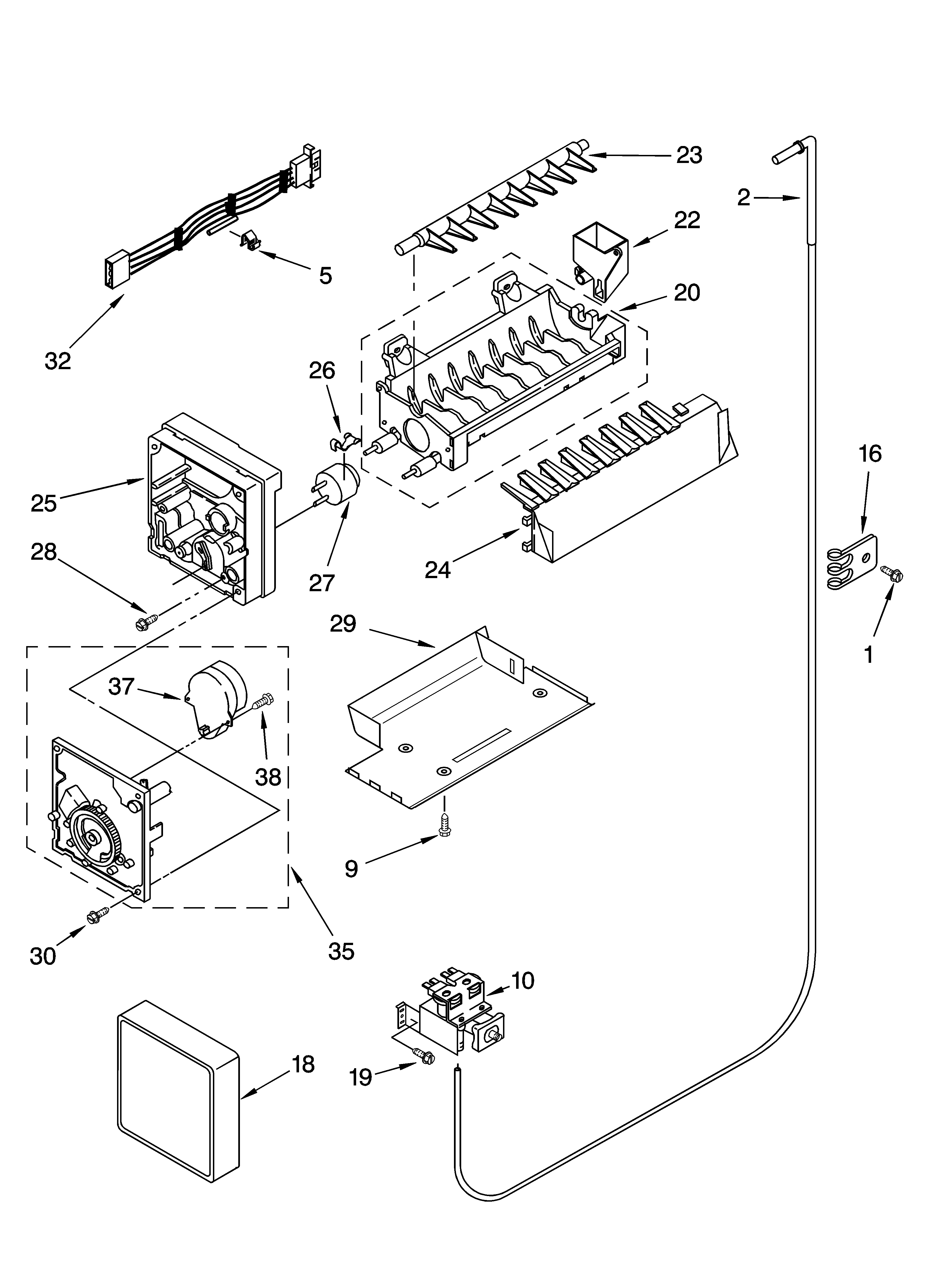 Kenmore Elite 10656393501 icemaker parts, optional parts diagram