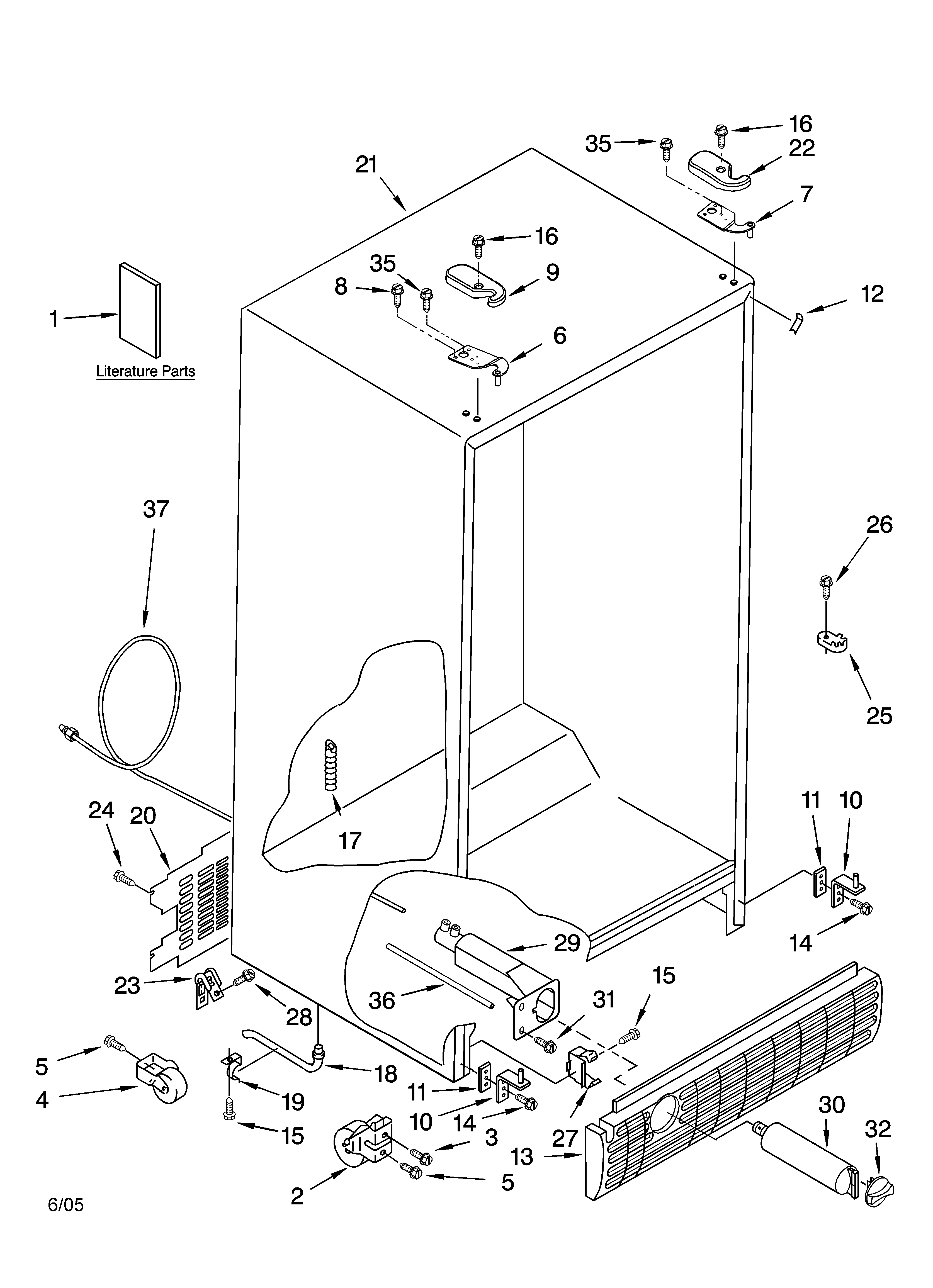 Kenmore 10655632501 cabinet parts diagram