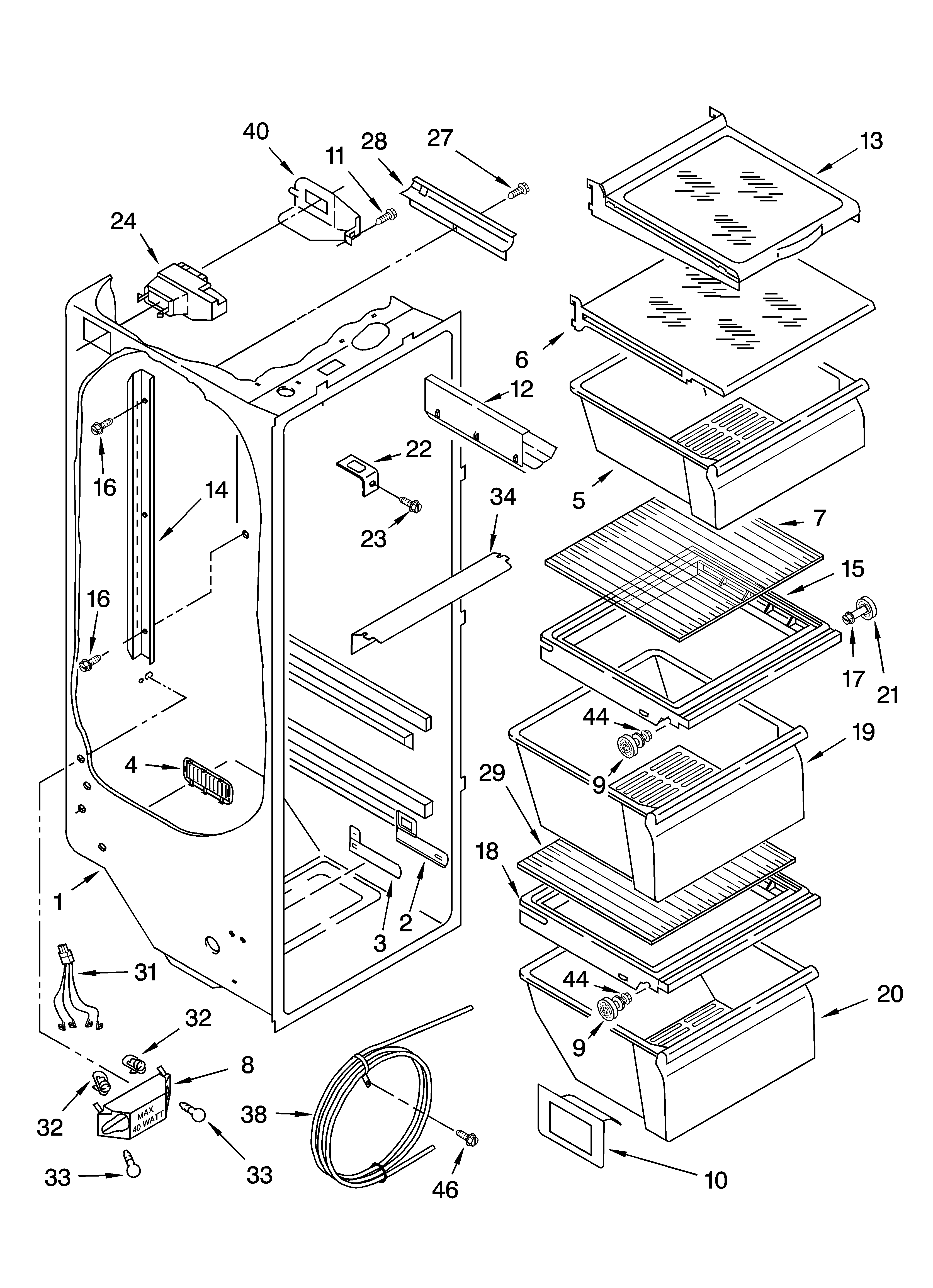Kenmore 10655632501 refrigerator liner parts diagram