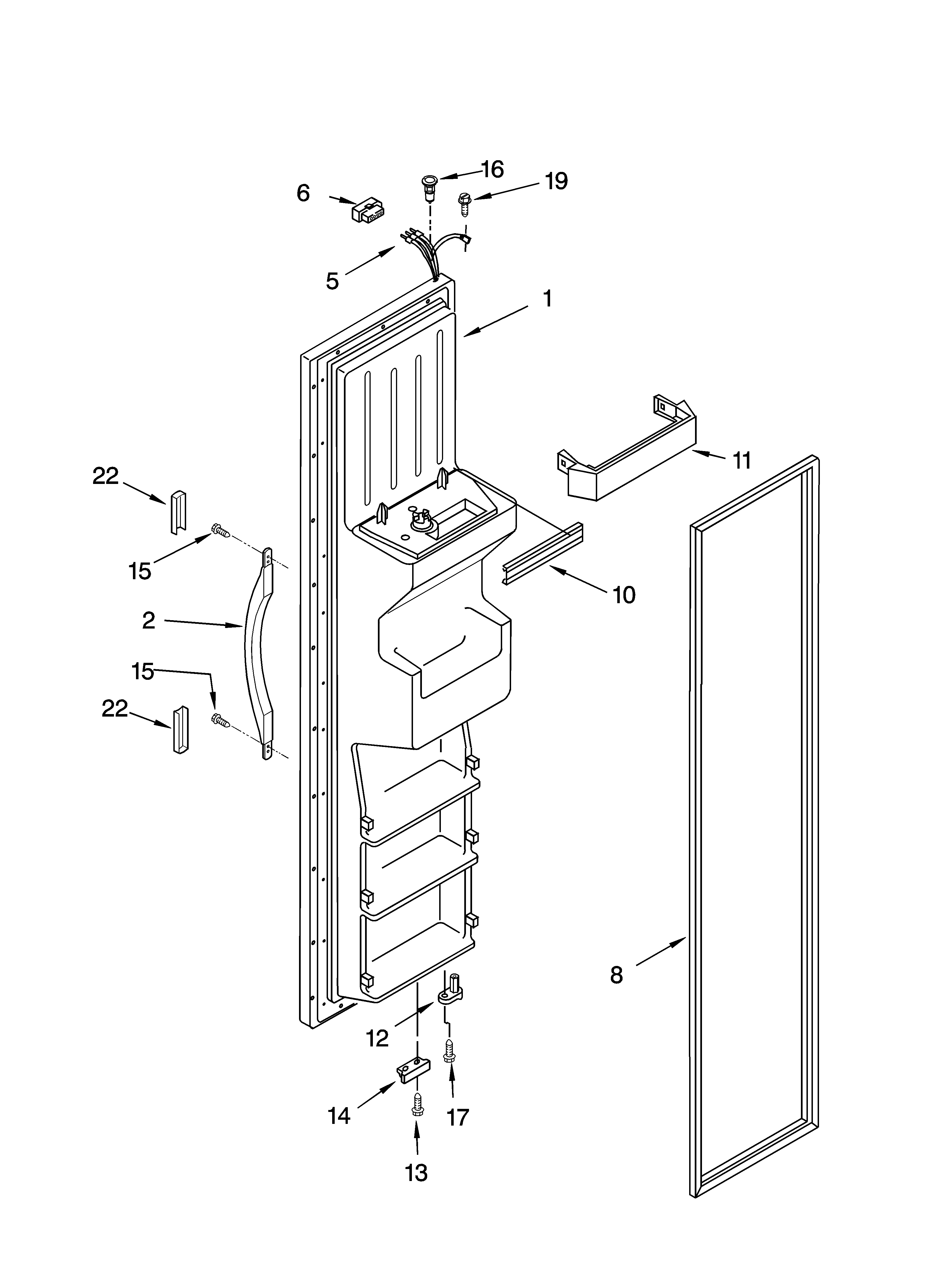 Kenmore 10655632501 freezer door parts diagram