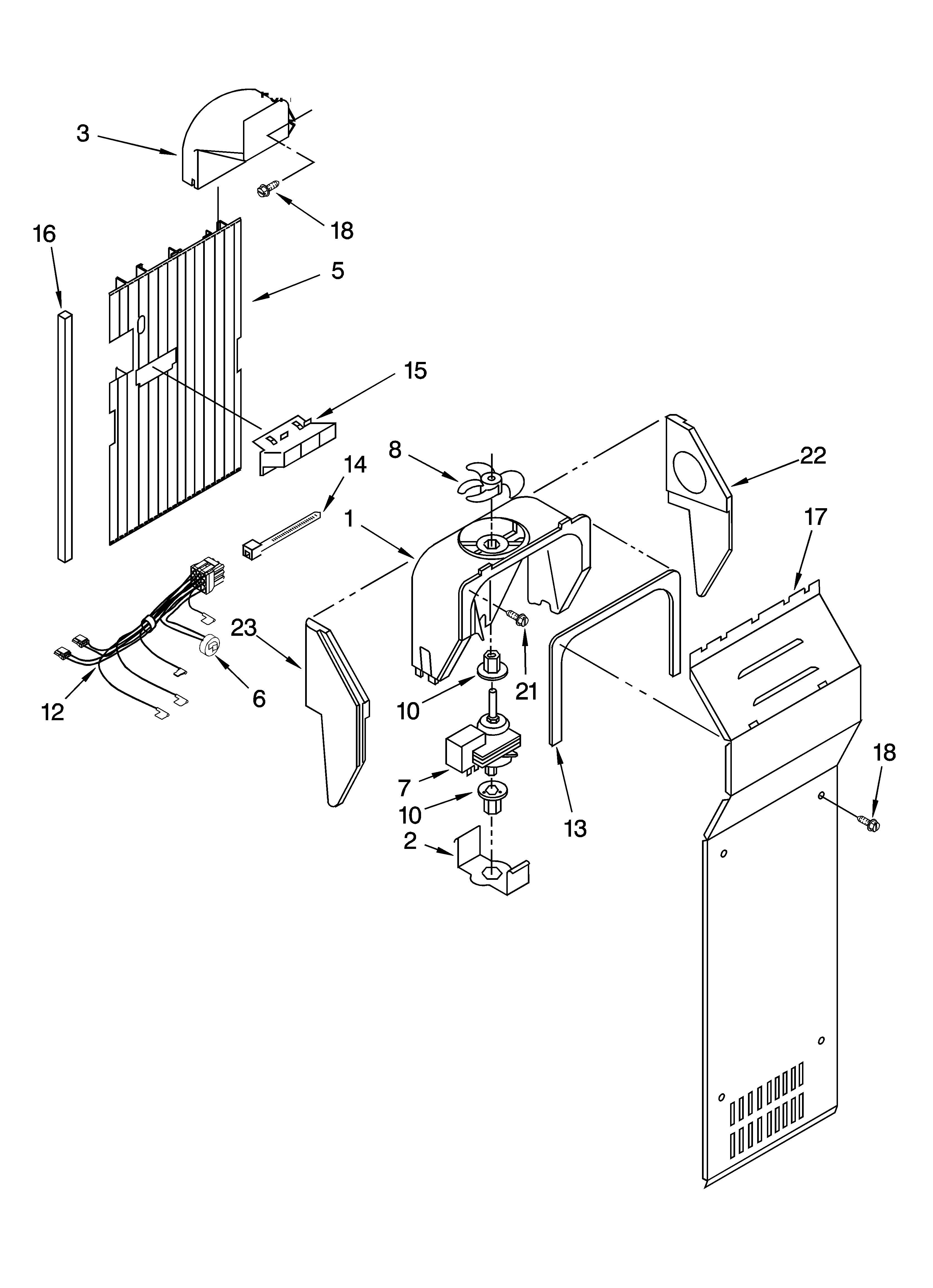 Kenmore 10655632501 air flow parts diagram