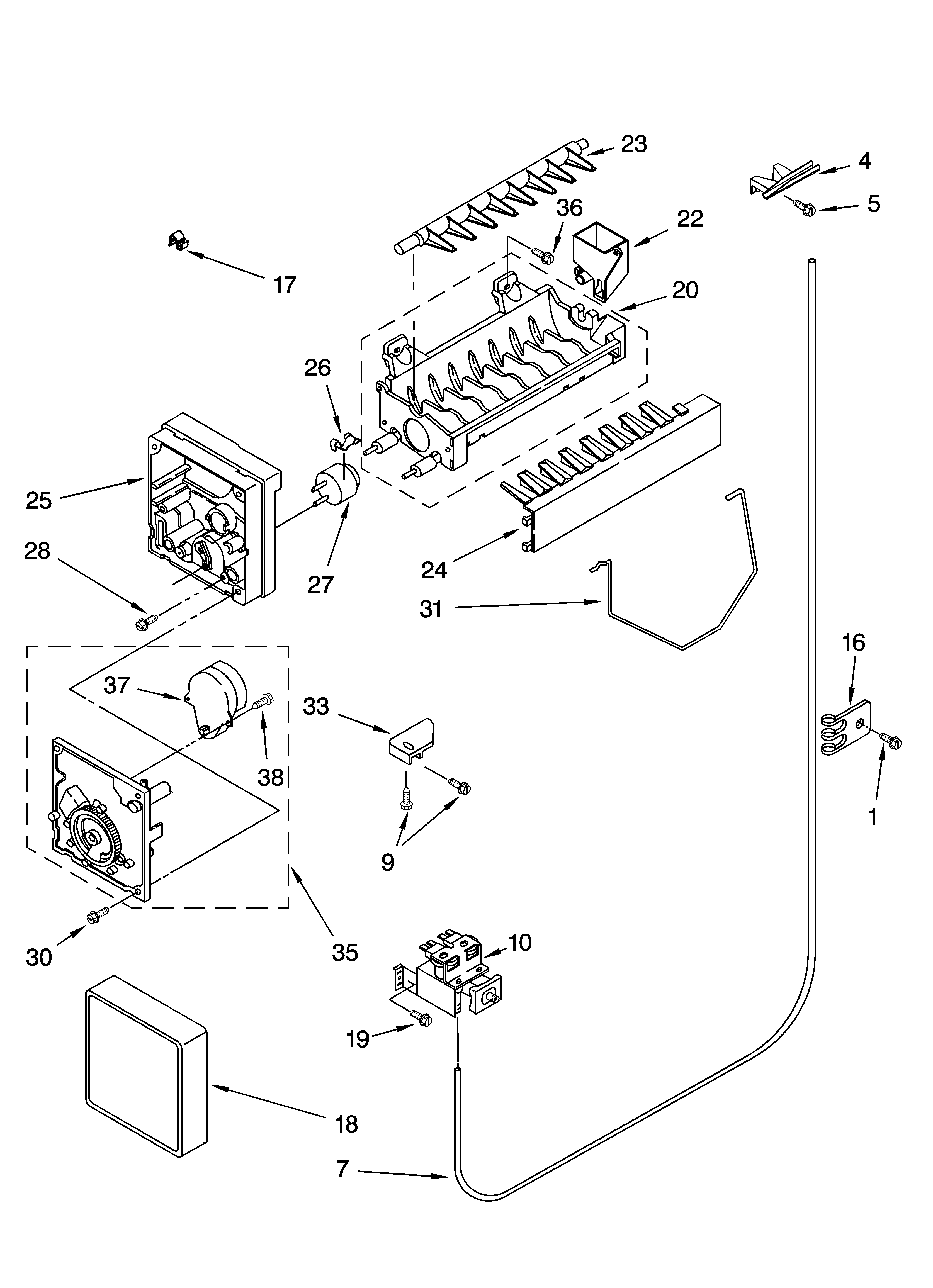 Kenmore 10655632501 icemaker parts, optional parts diagram