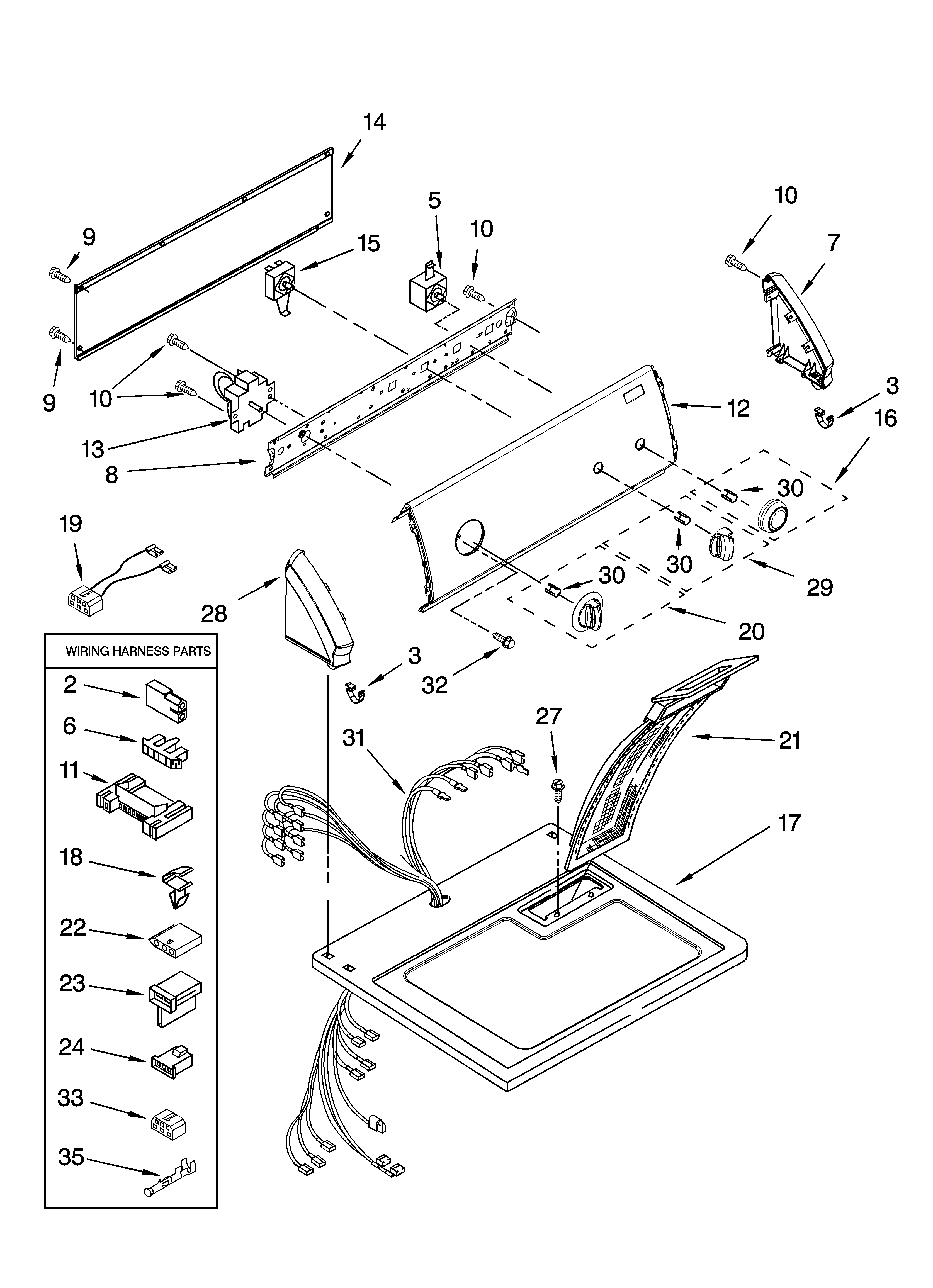 Kenmore 11076524500 top and console parts diagram