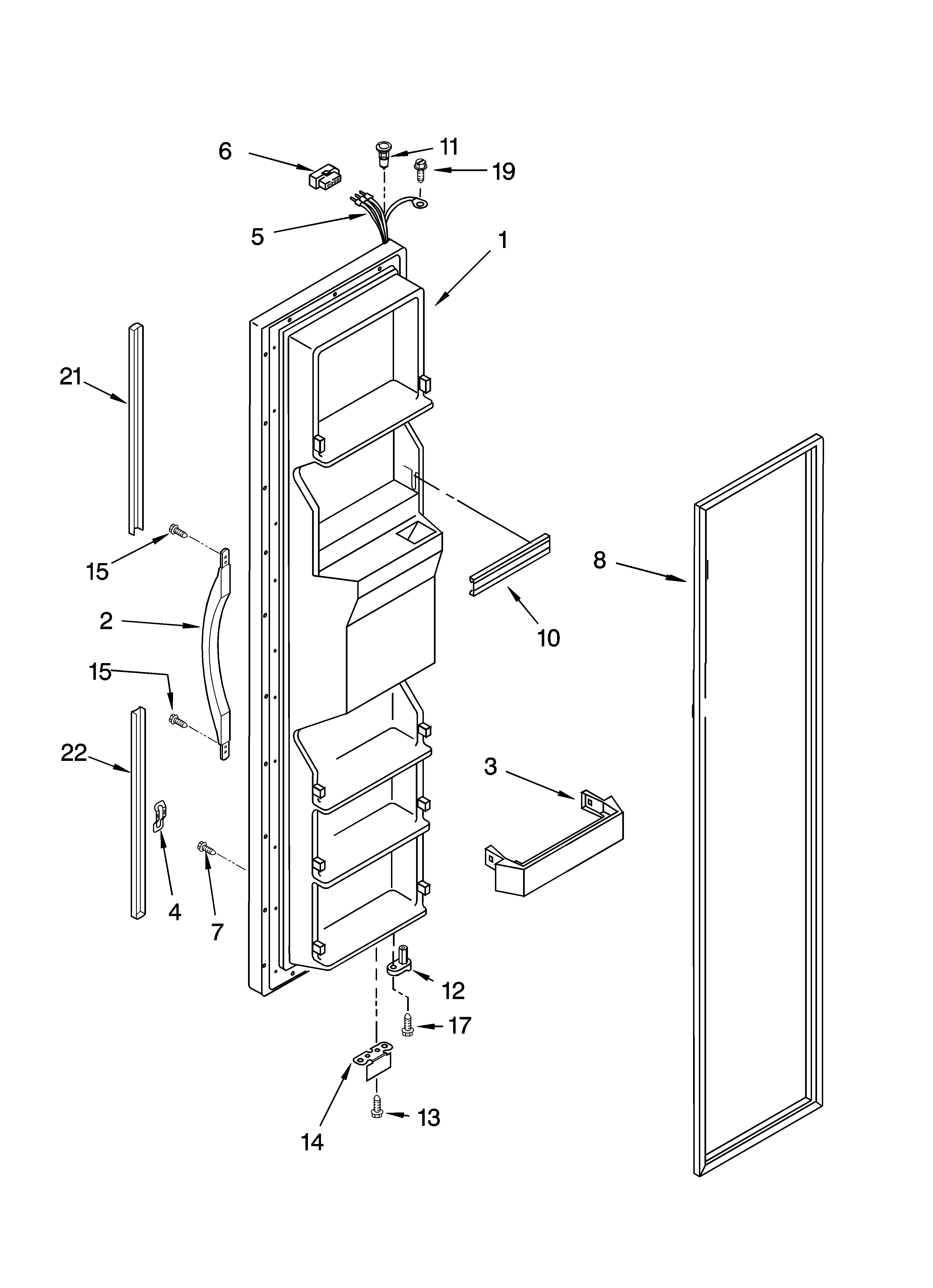 Kenmore 10656196500 freezer door parts diagram