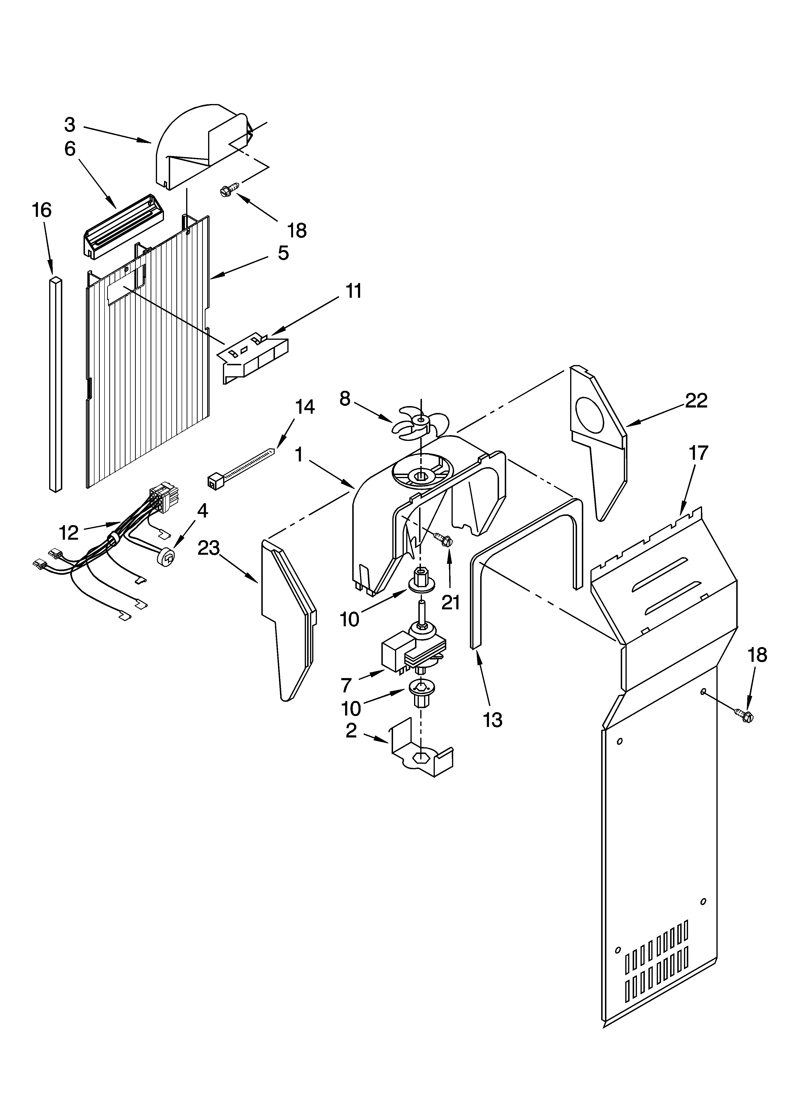Kenmore 10656196500 air flow parts diagram
